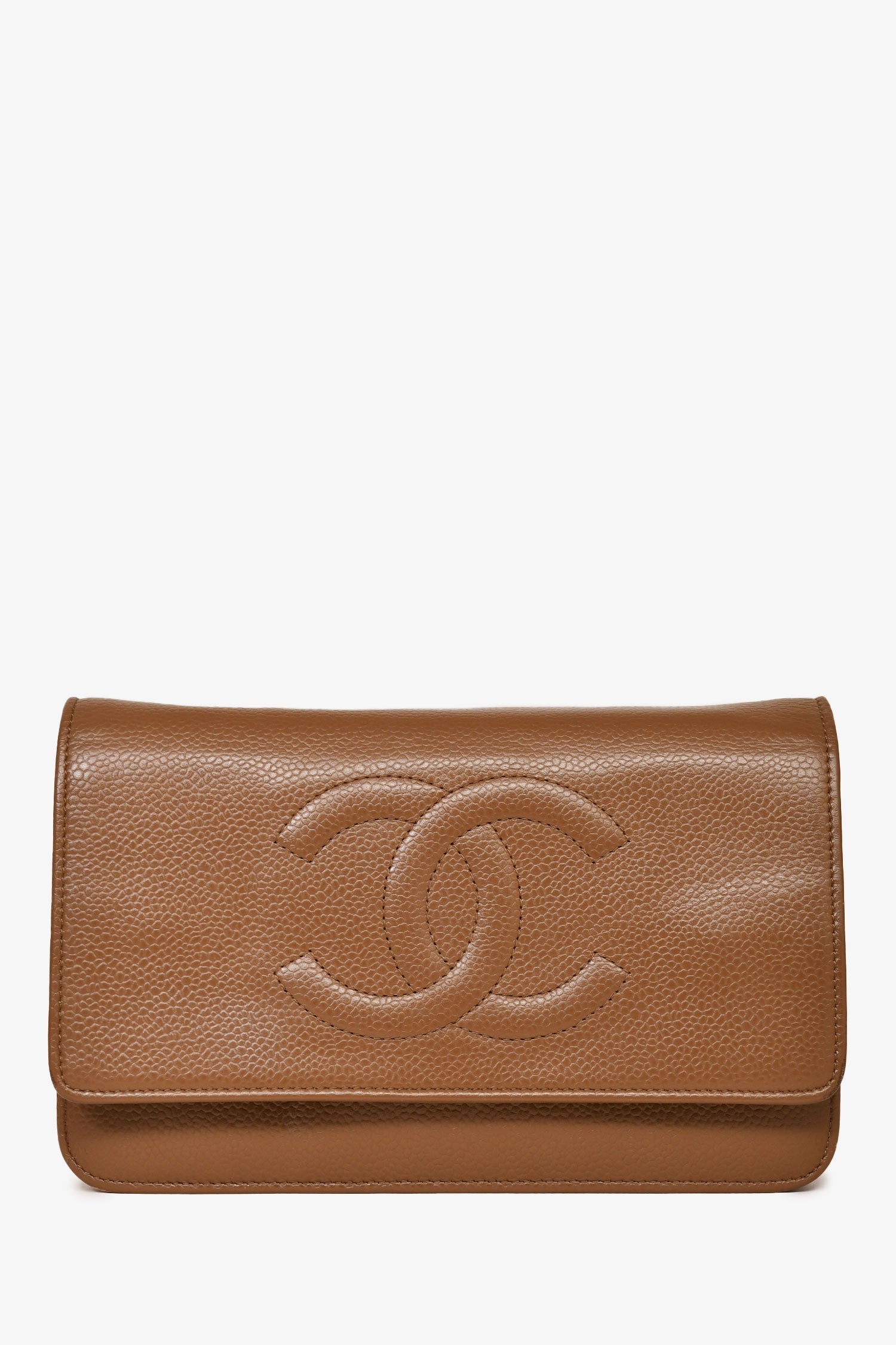 Chaneltm 2012 13 Brown Caviar Leather CC Logo Wallet on Chain Handbag