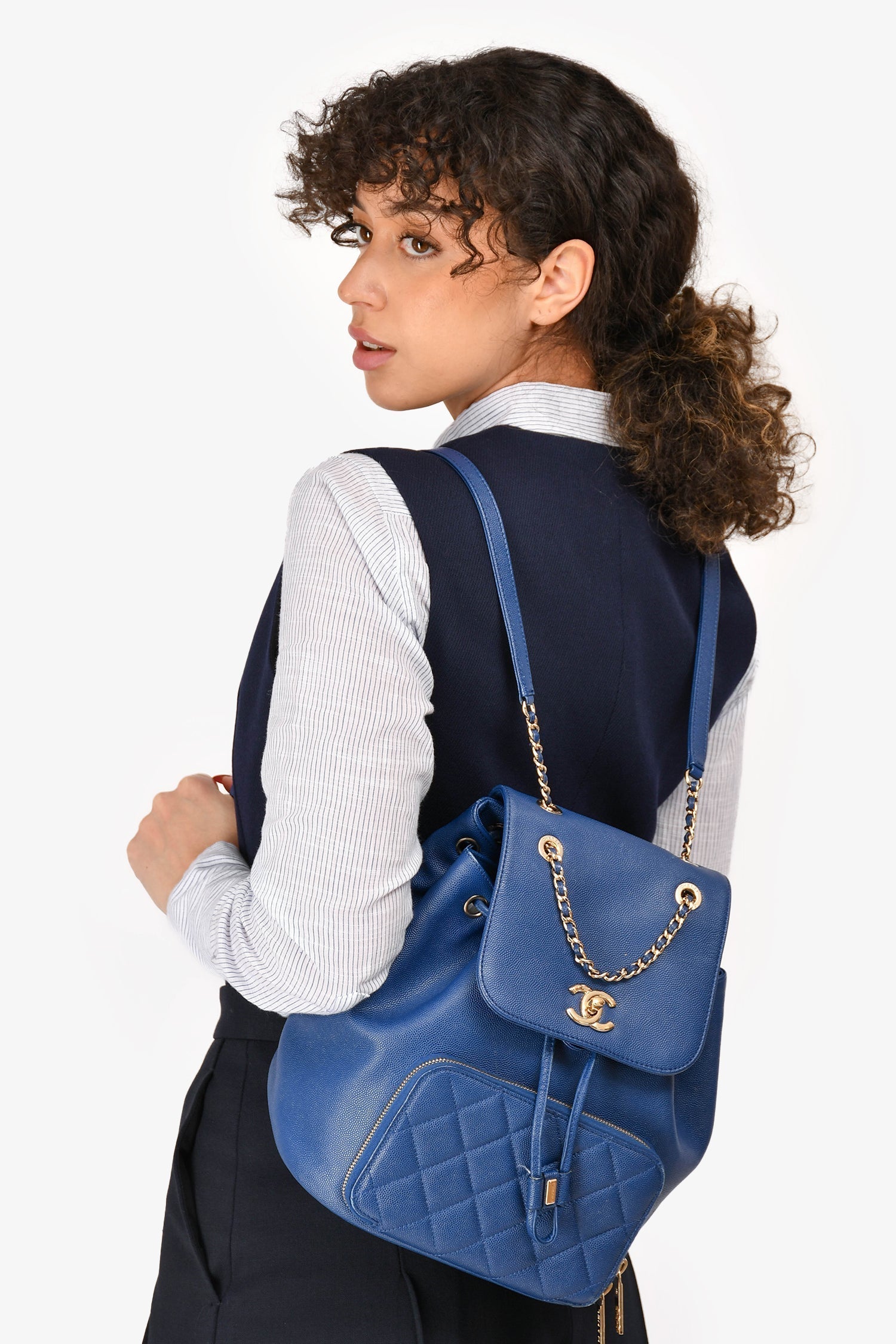 Chanel™ Blue Caviar Leather Business Affinity Ghw Backpack