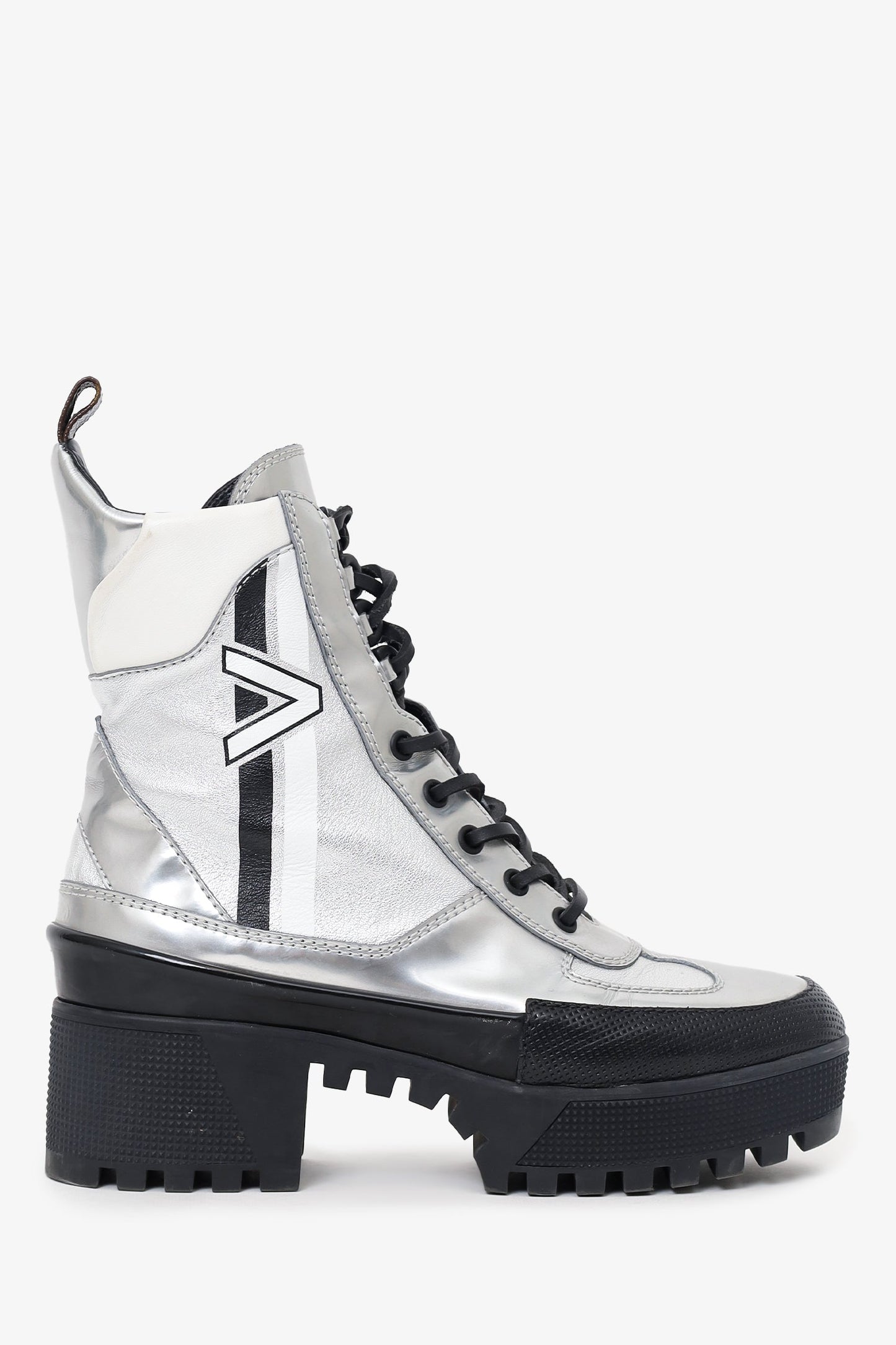 Louis Vuitton Silver Leather Spaceship Laureate Platform Desert Boots Size 38