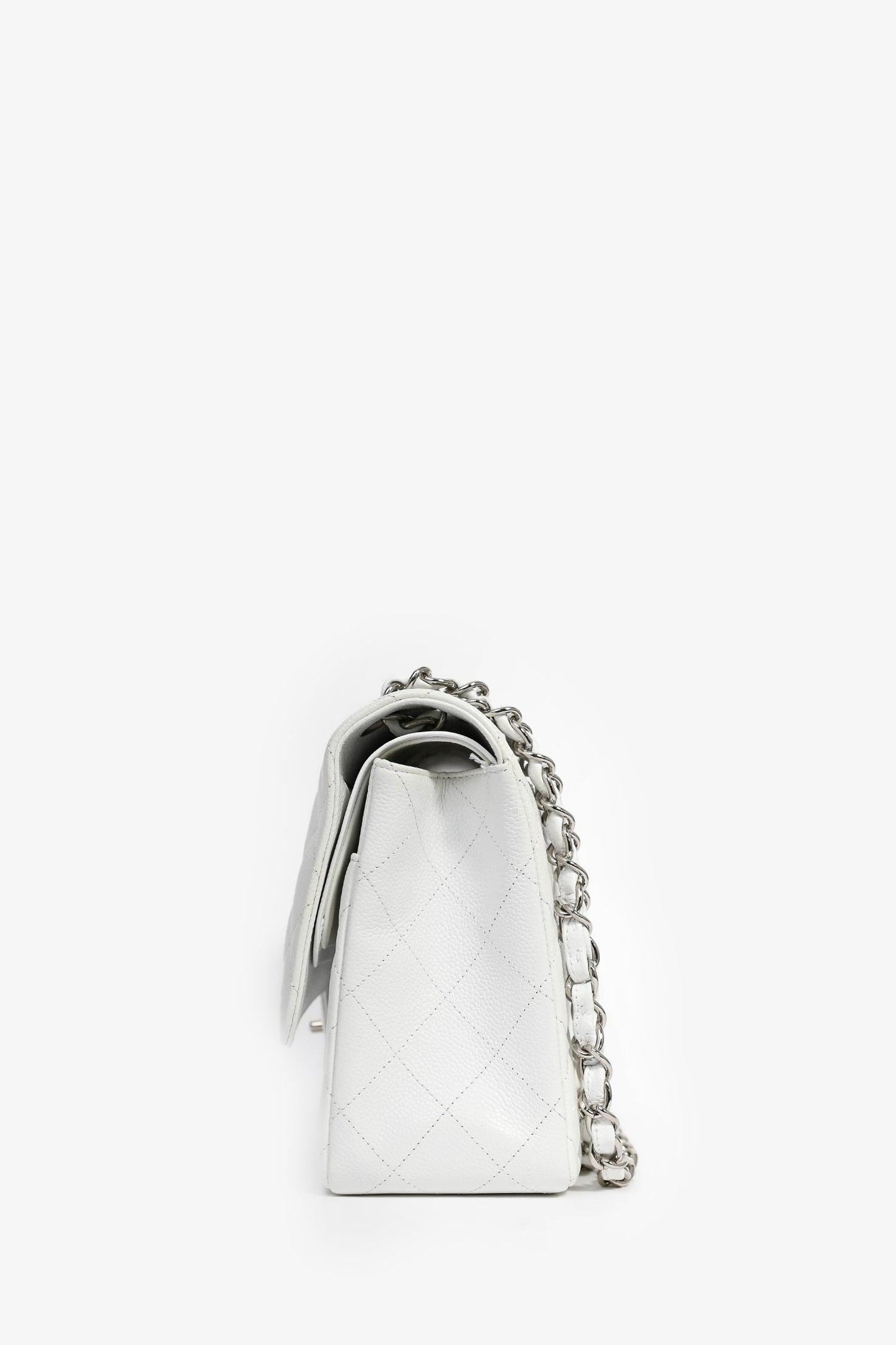 Chaneltm 2011 White Caviar Leather Jumbo Double Flap Shoulder Bag