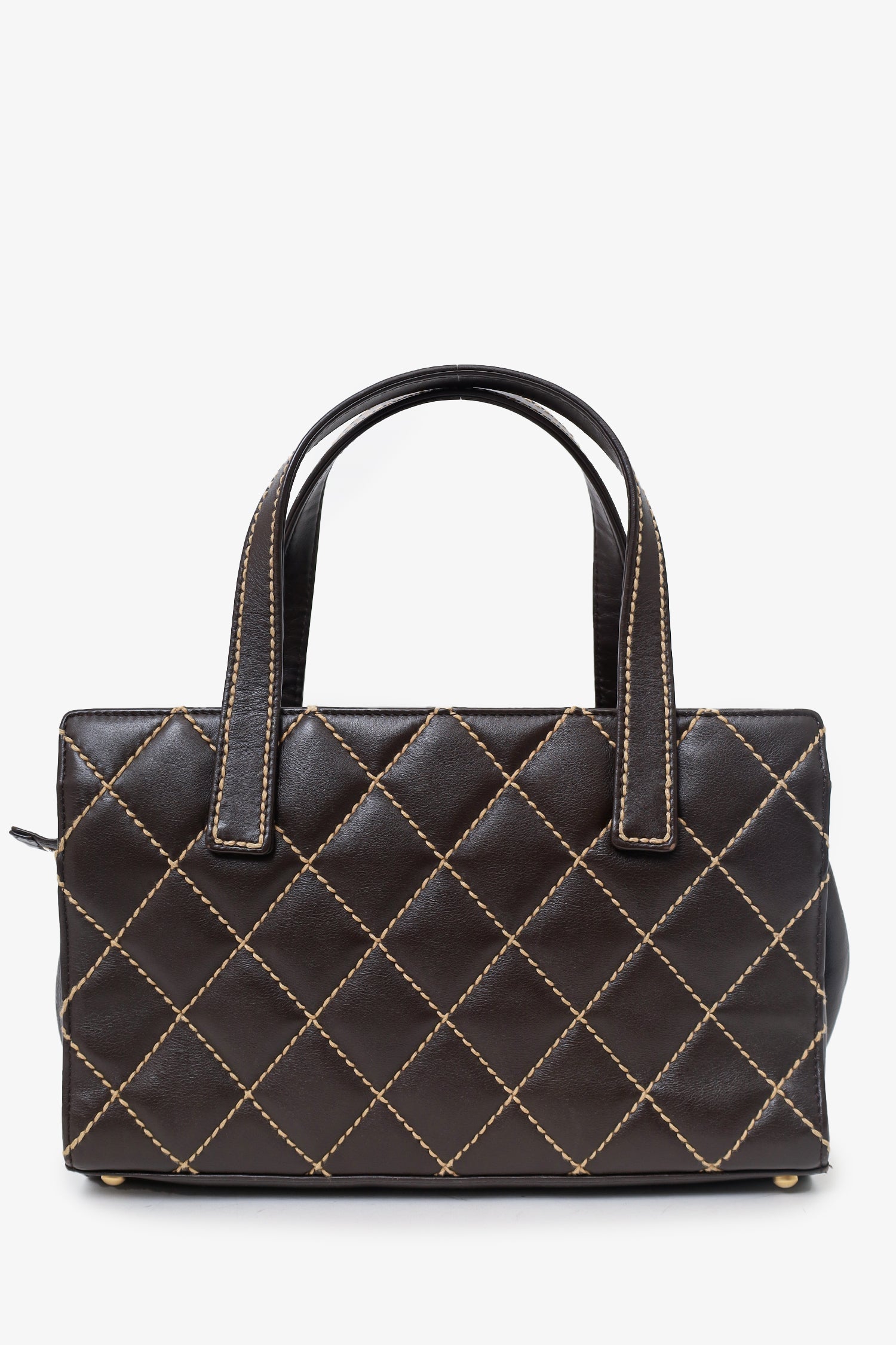 Chanel™ -05 Brown Leather Wild Stitch Coco Mark Leather Tote Bag