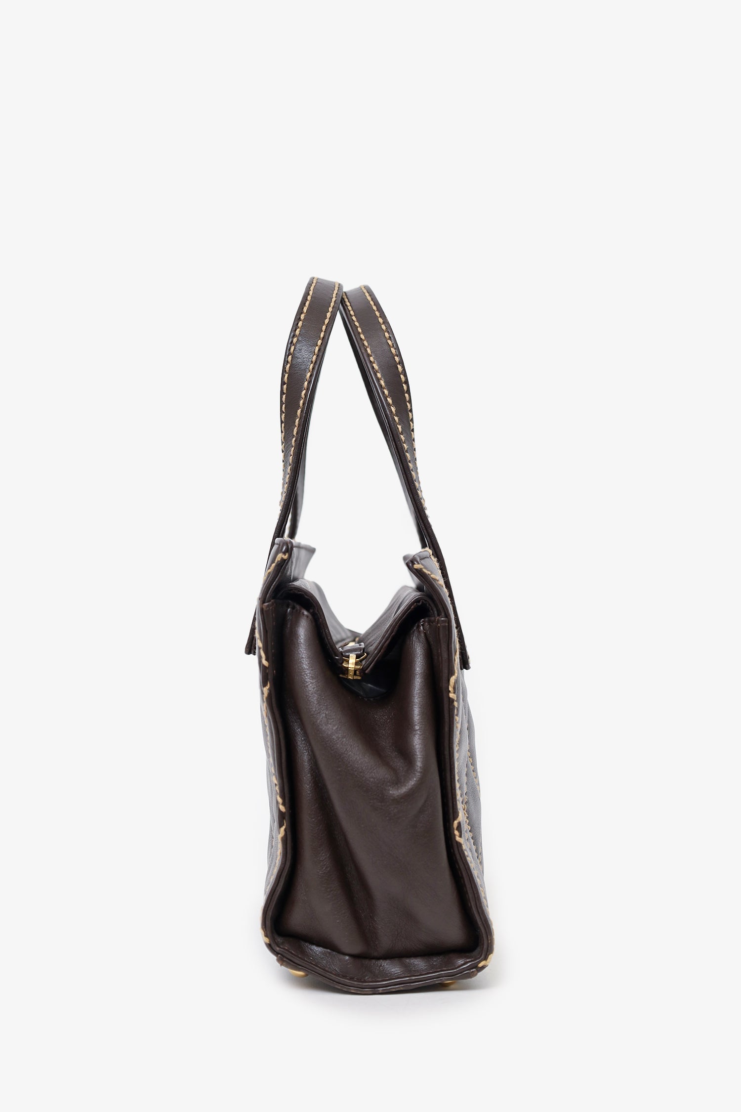 Chanel™ -05 Brown Leather Wild Stitch Coco Mark Leather Tote Bag