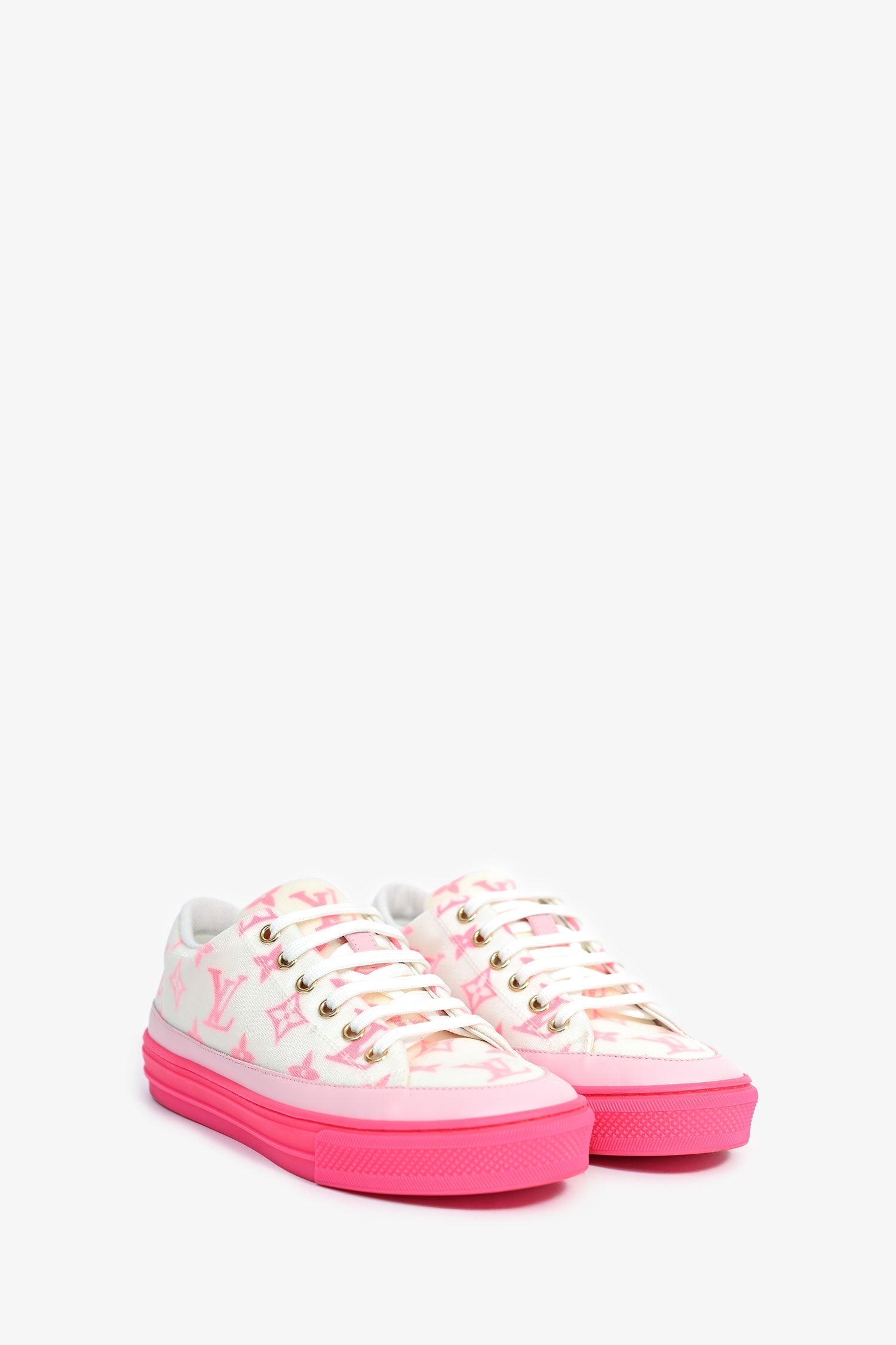 Louis Vuitton White/Fuchsia Monogram 'Stellar' Low Top Sneakers Size 36.5