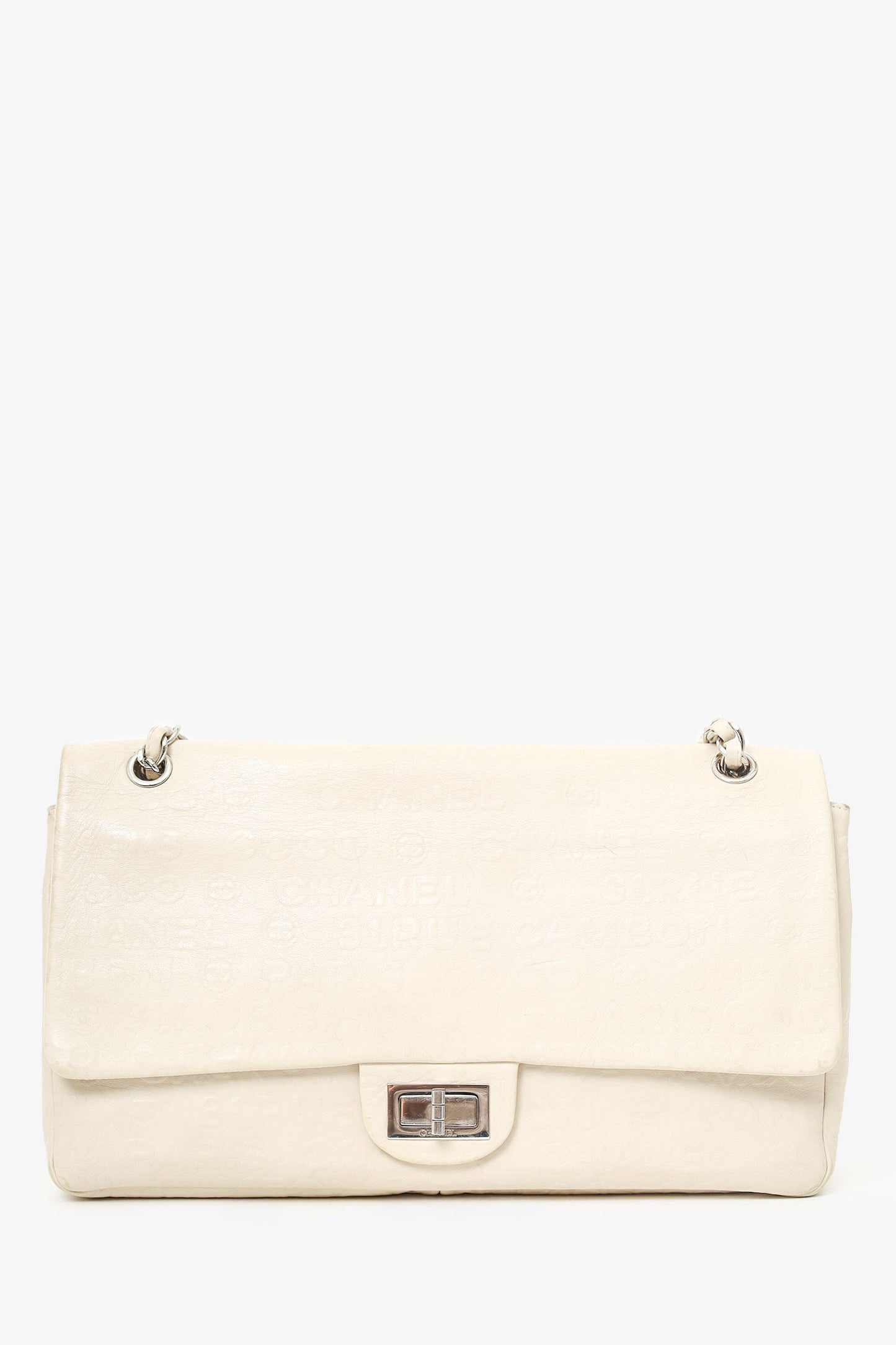 Chaneltm 2008 09 White Embossed CC Calfskin Unlimited Reissue 228 Flap Bag