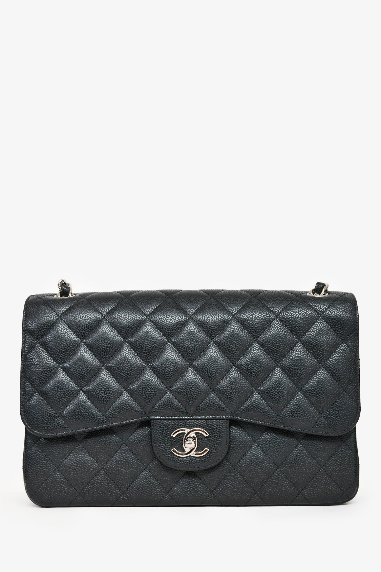 Chanel™ 2014 Black Caviar Leather Jumbo Double Flap