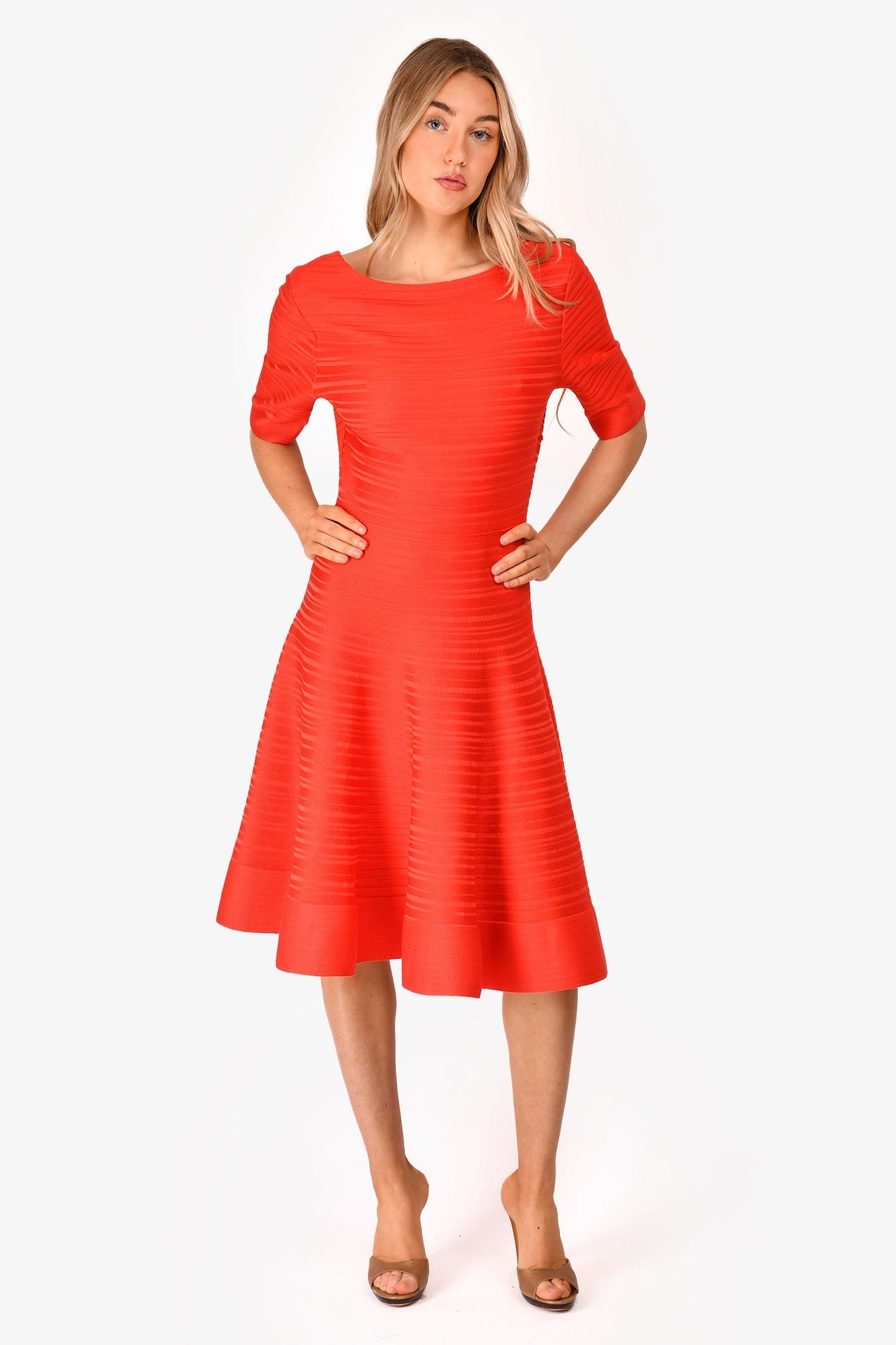 Dior Handbag Christian Silk Textured Midi Dress
