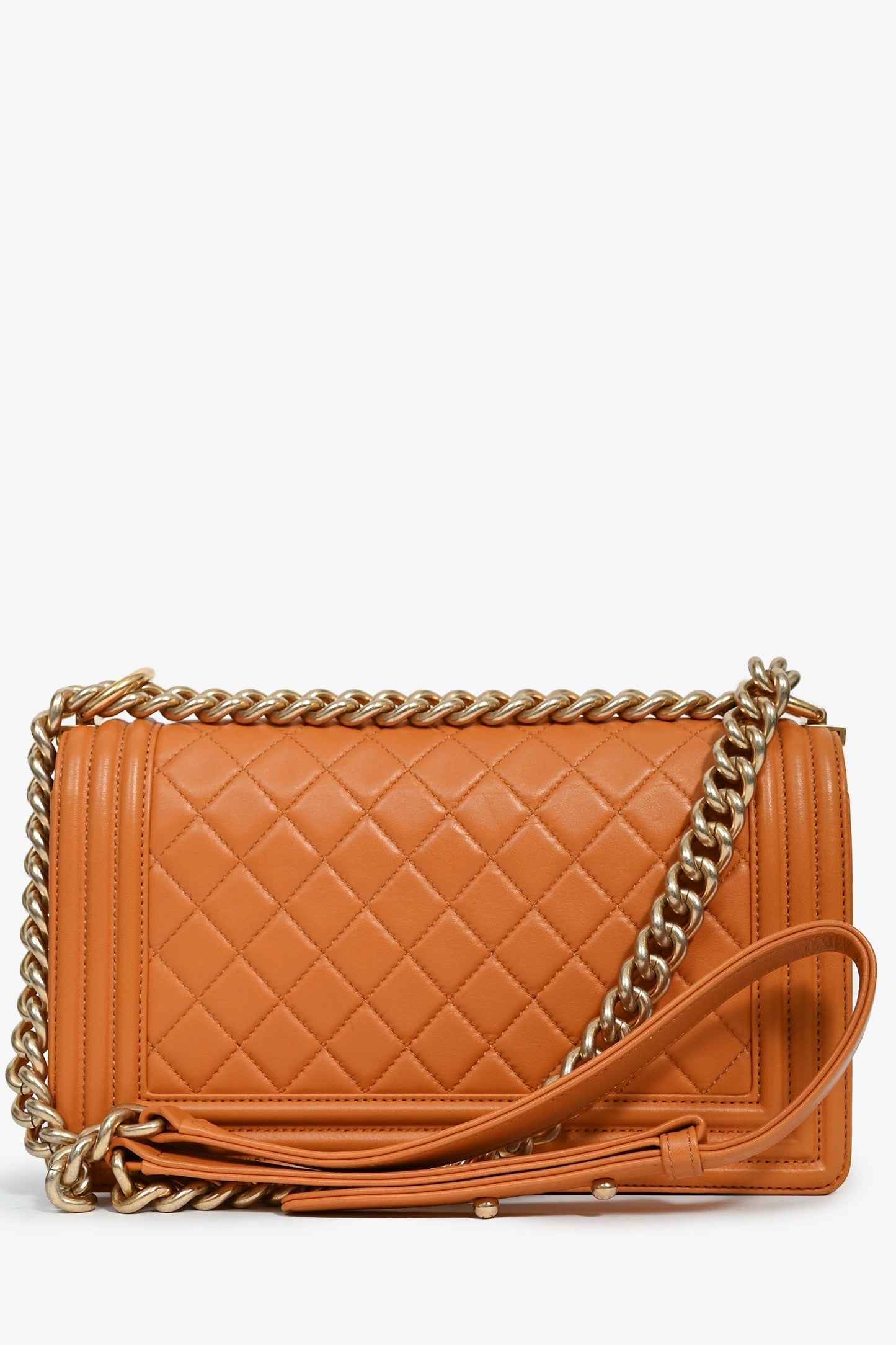 Chaneltm 2016 17 Orange Quilted Lambskin Medium Boy Bag