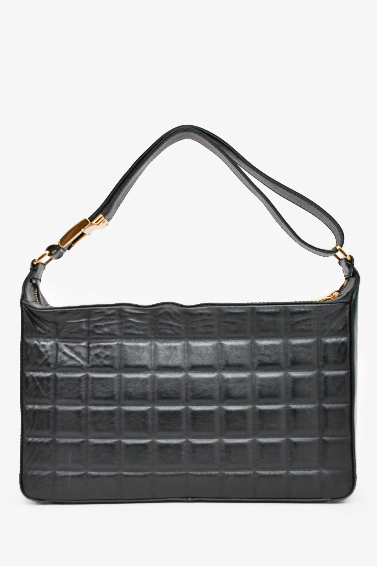 Chaneltm 2003/2004 Black Leather Choco Bar CC Shoulder Bag