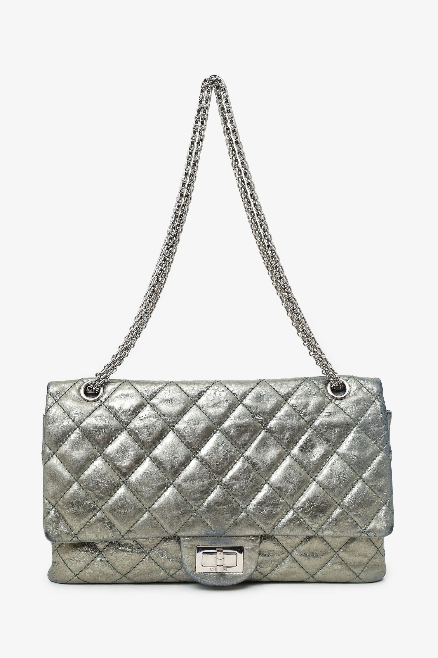Chaneltm Silver Metallic Reissue 226 Double Flap Bag (as Is)