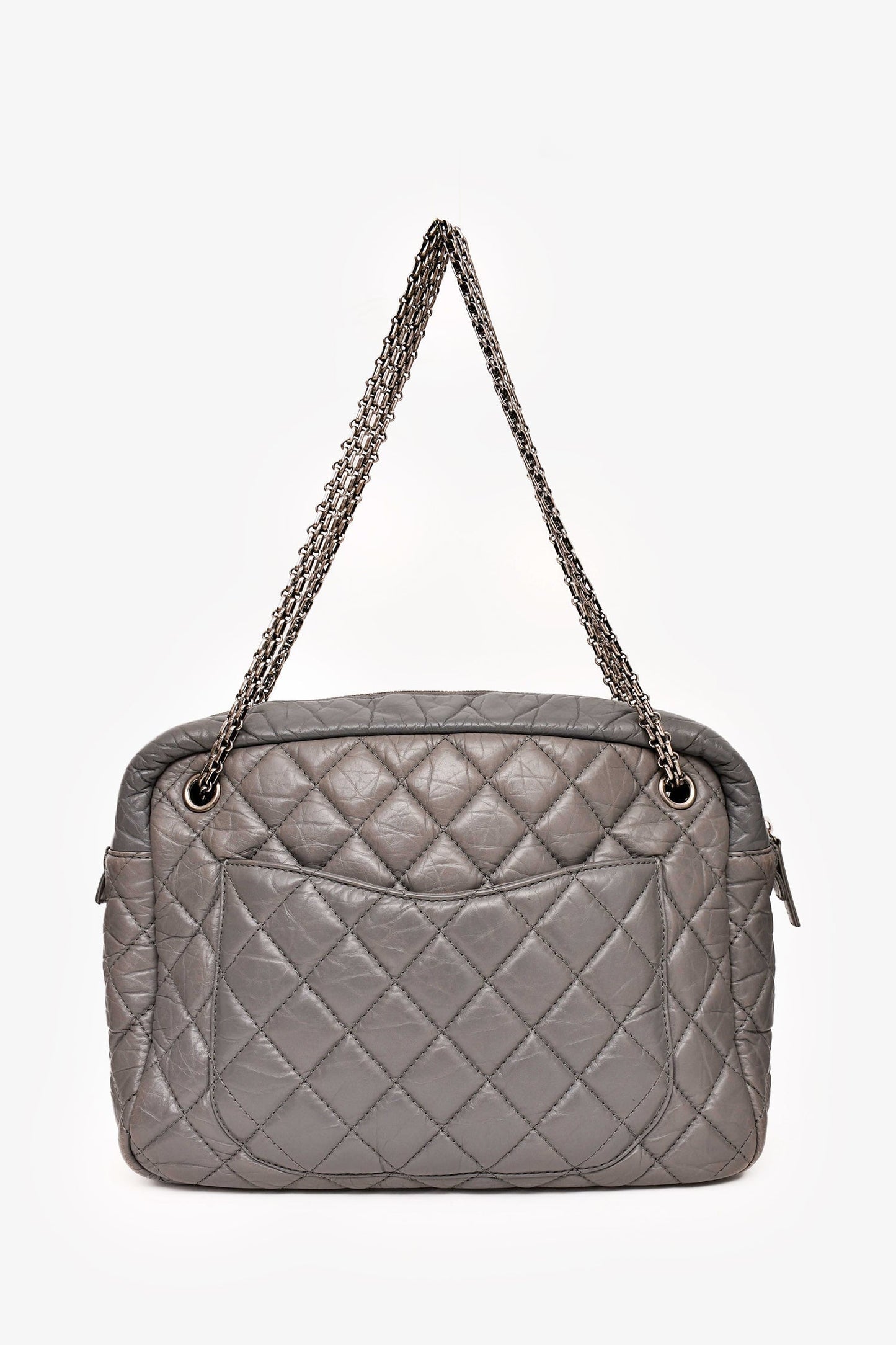 Chanel™ - Grey Crackled Leather Quilted Reissue Camera Bag (As Is)