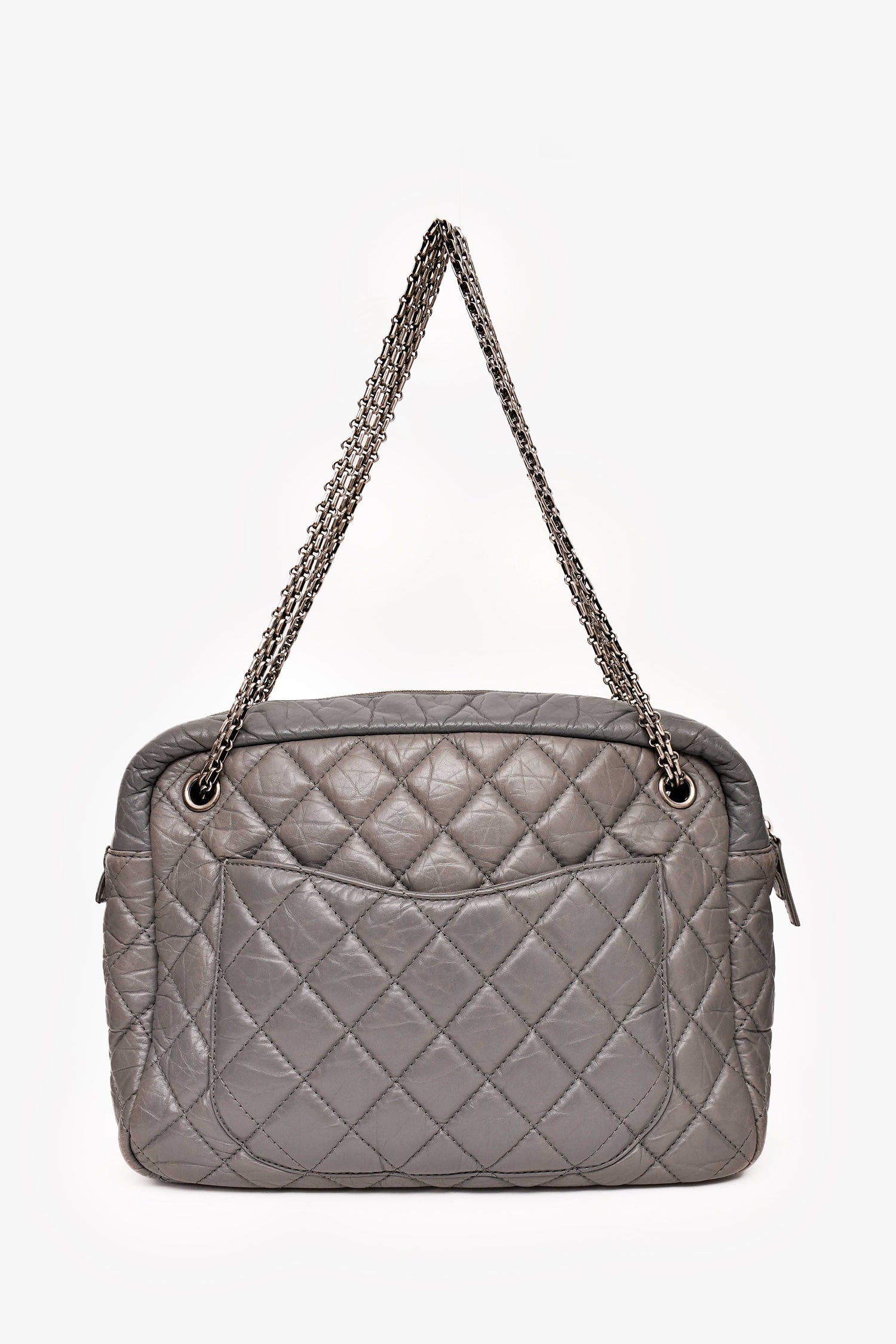 Chanel™ - Grey Crackled Leather Quilted Reissue Camera Bag (As Is)