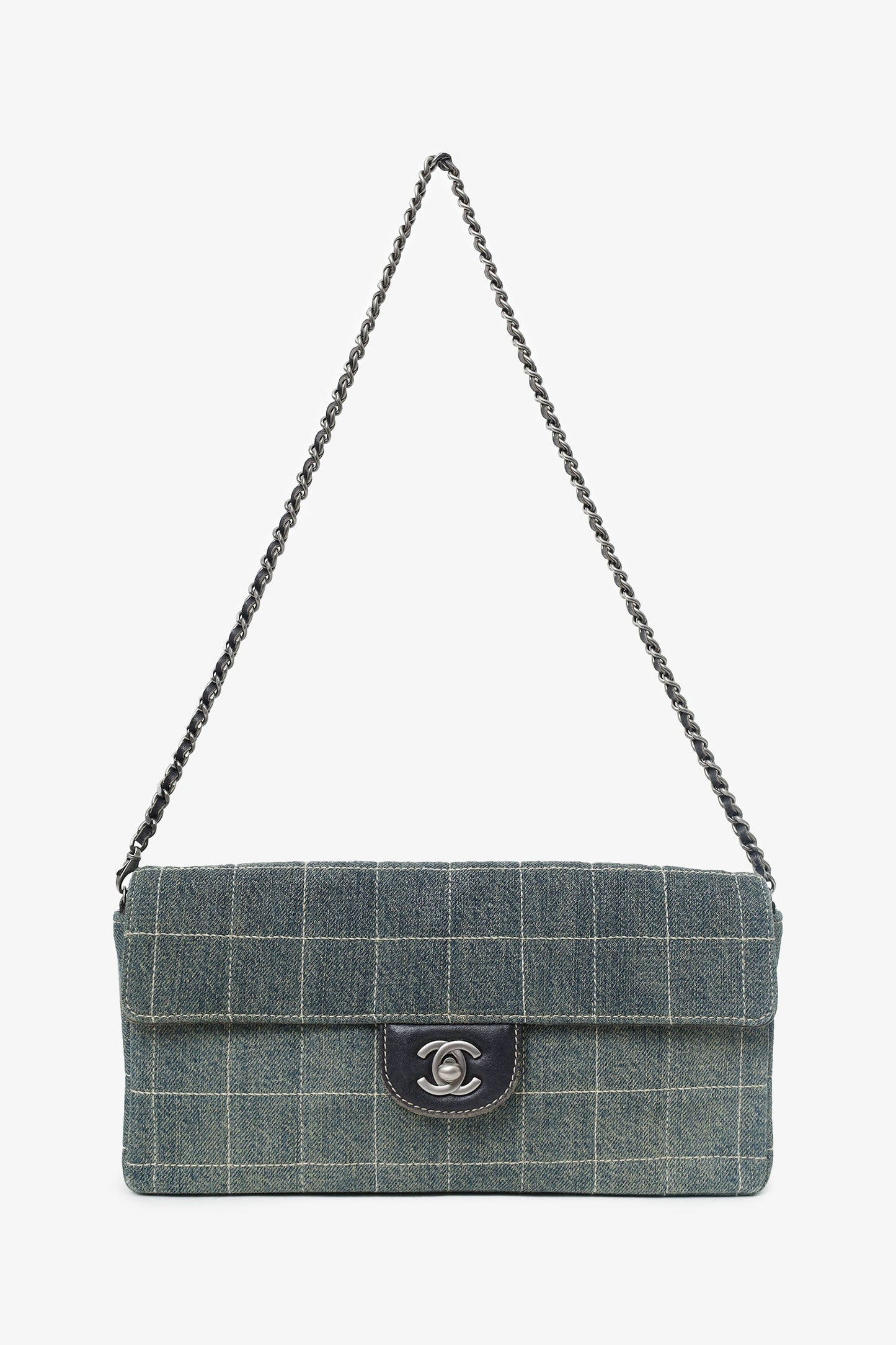 Chanel™ -02 Blue Denim East West Chocolate Bar Shoulder Bag