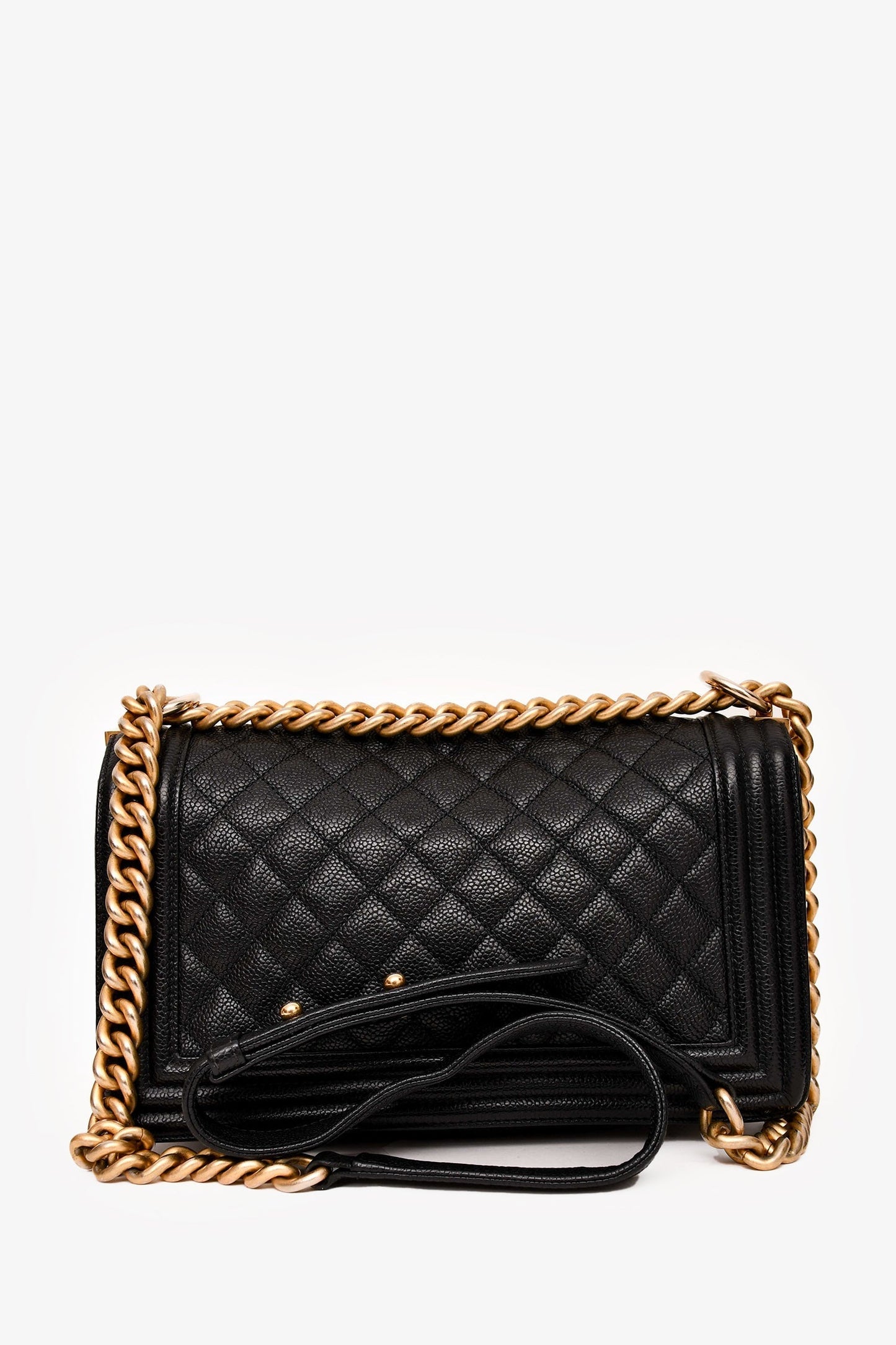 Chaneltm 2016 17 Black Caviar Leather New Medium Boy Crossbody (as Is)