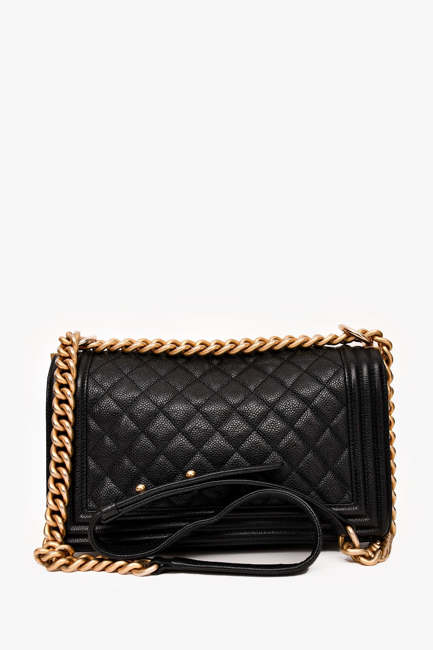 Chaneltm 2016 17 Black Caviar Leather New Medium Boy Crossbody (as Is)