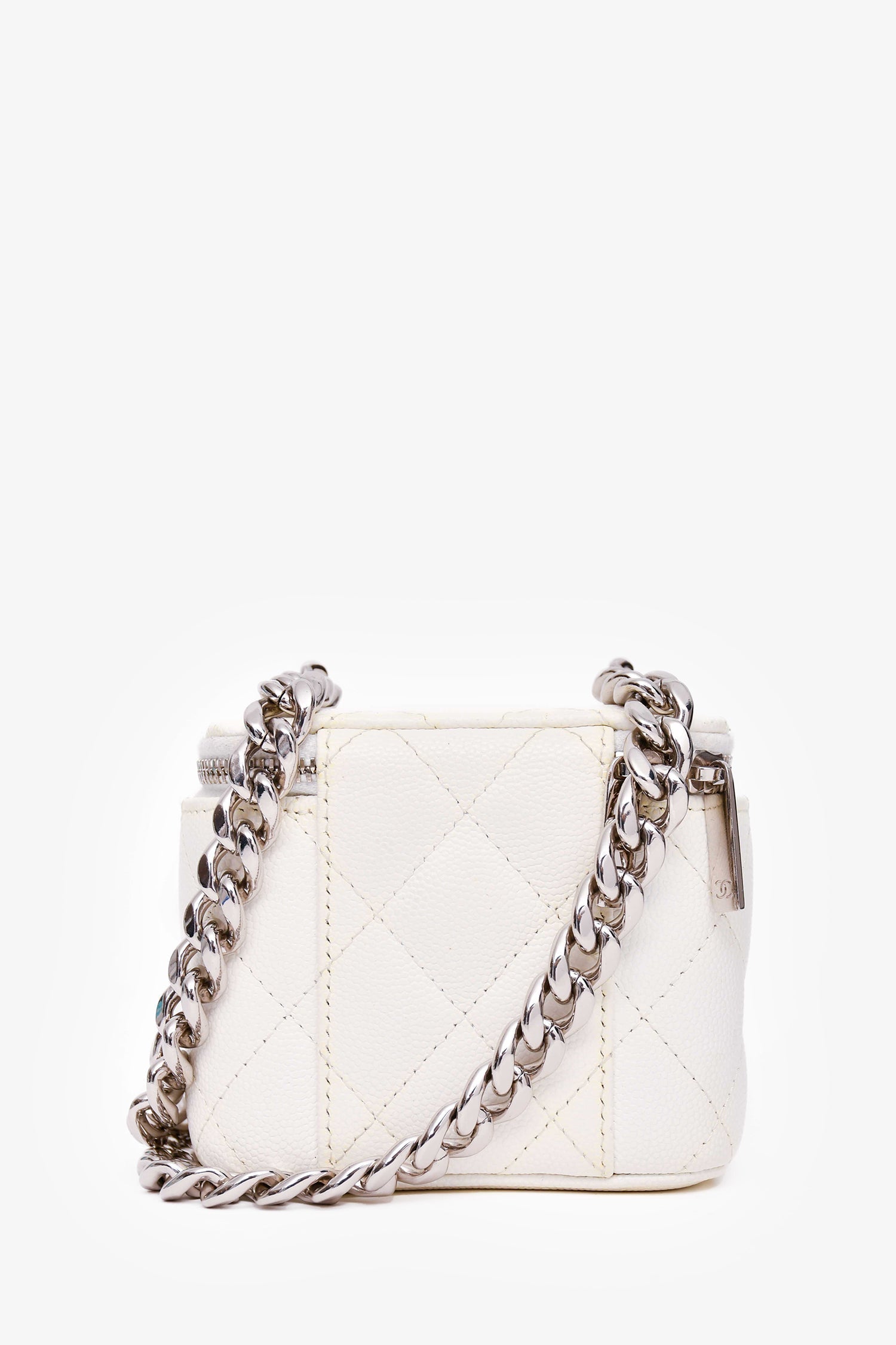 Chaneltm 2022 White Caviar Leather Mini Vanity Case (as Is) Handbag