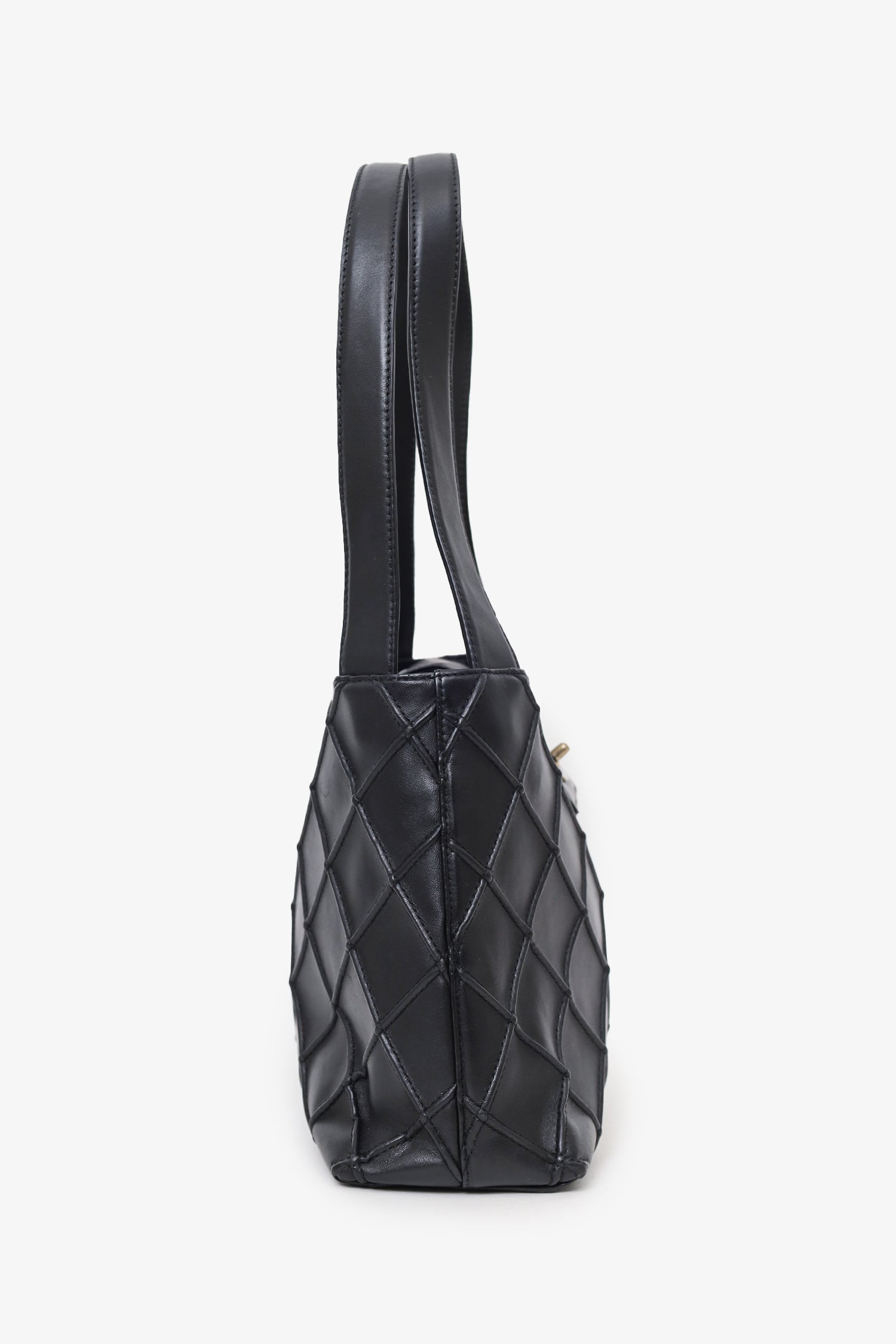Chanel™ -02 Black Leather Diamond Stitch Cc Hobo Shoulder Bag With Pouch