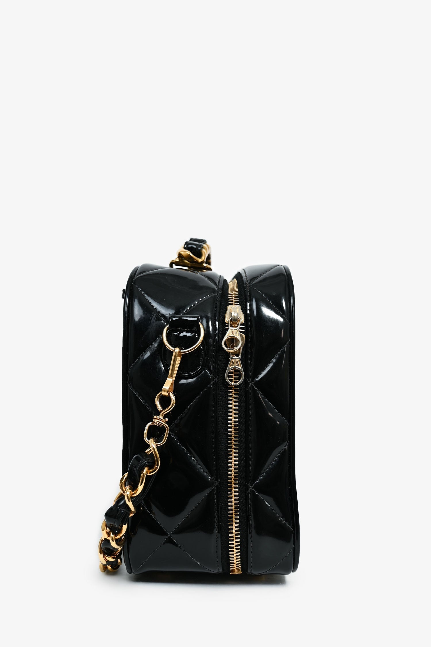 Chanel™ -96 Black Patent Leather Large Vanity Case Bag