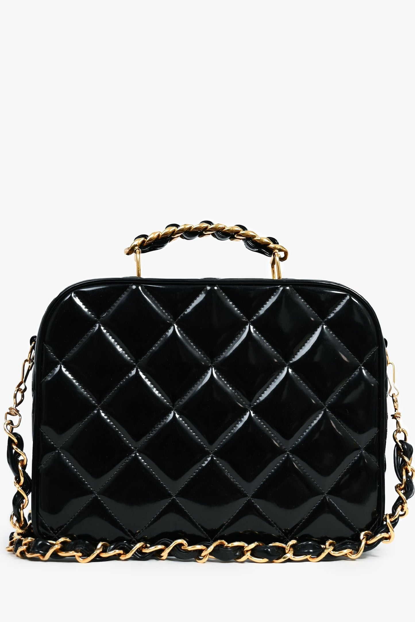 Chanel™ -96 Black Patent Leather Large Vanity Case Bag