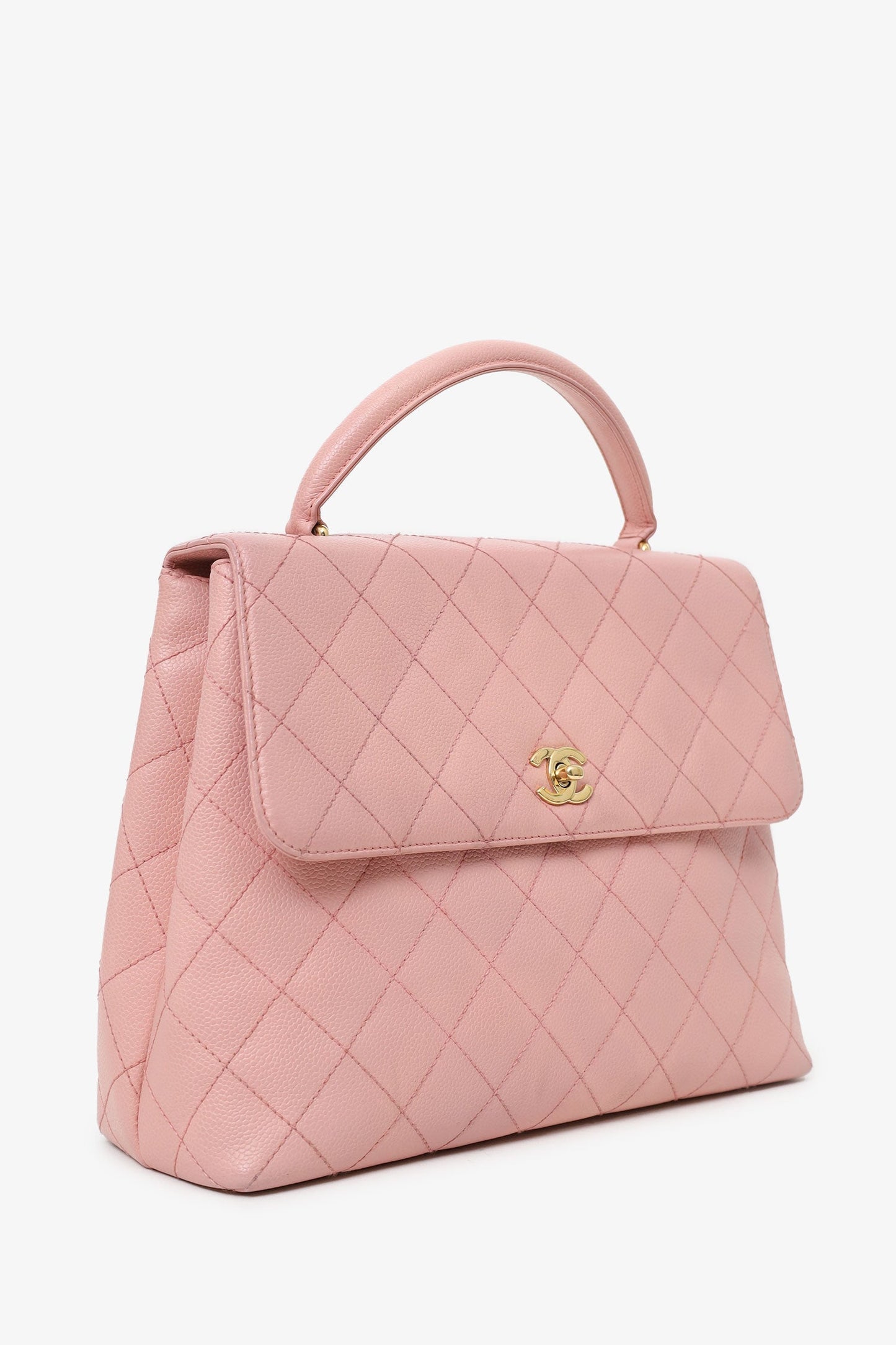 Chanel™ -04 Pink Caviar Leather Kelly Top Handle Bag