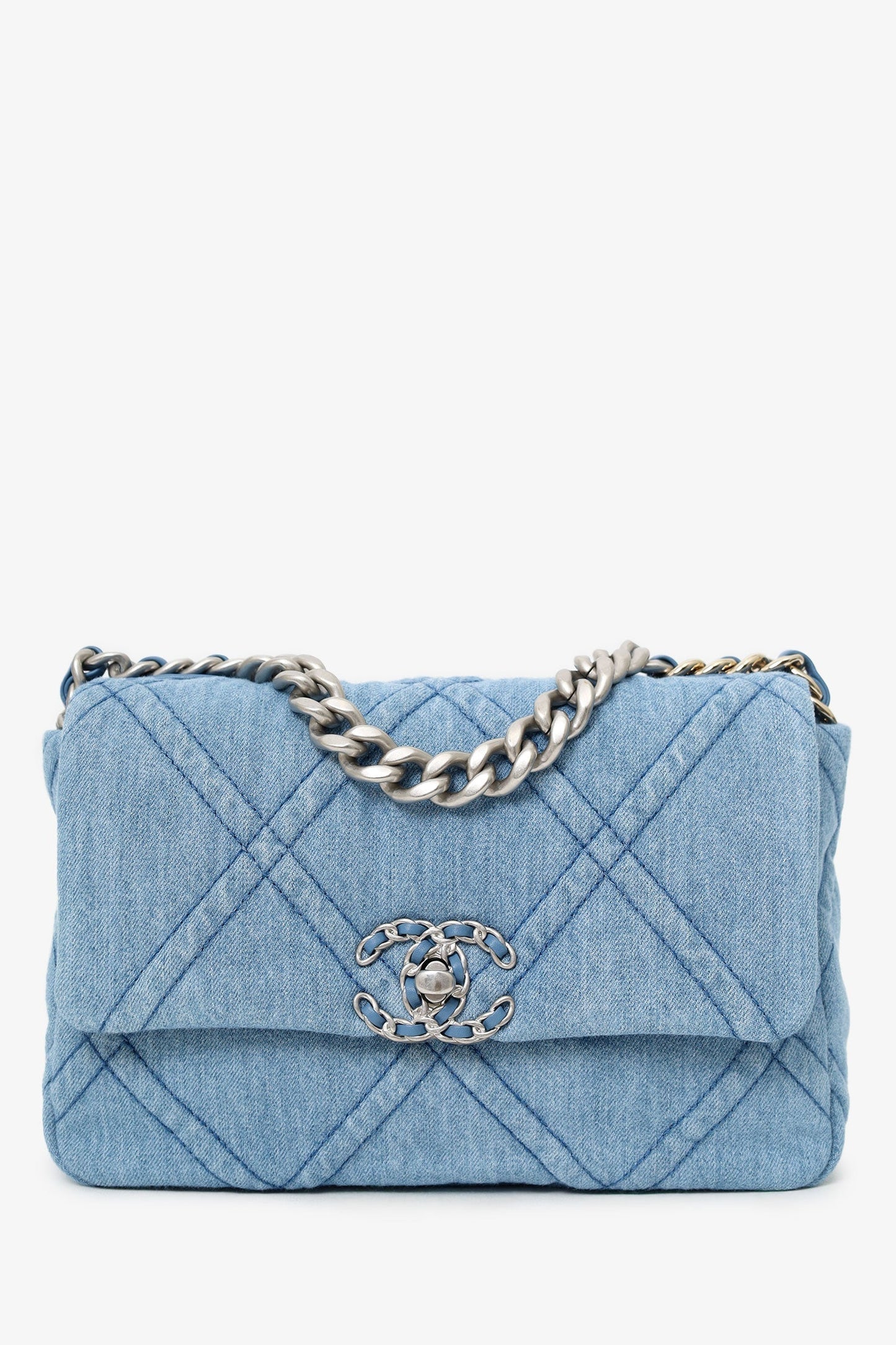 Chanel™ Blue Denim 'Chanel 19' Medium Flap Bag