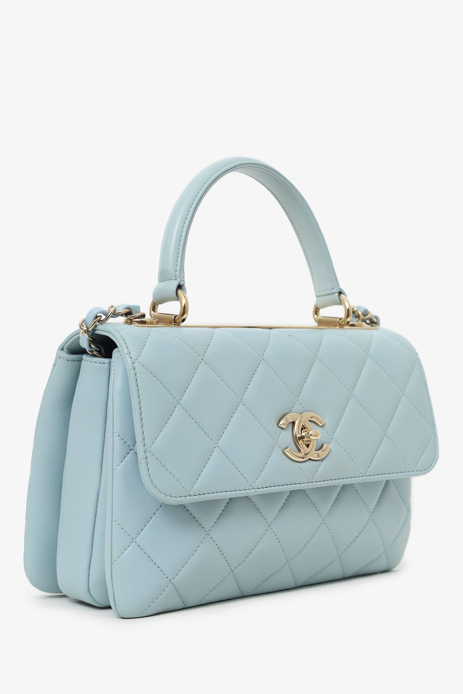 Chaneltm Blue Quilted Lambskin Medium Trendy CC Top Handle Handbag