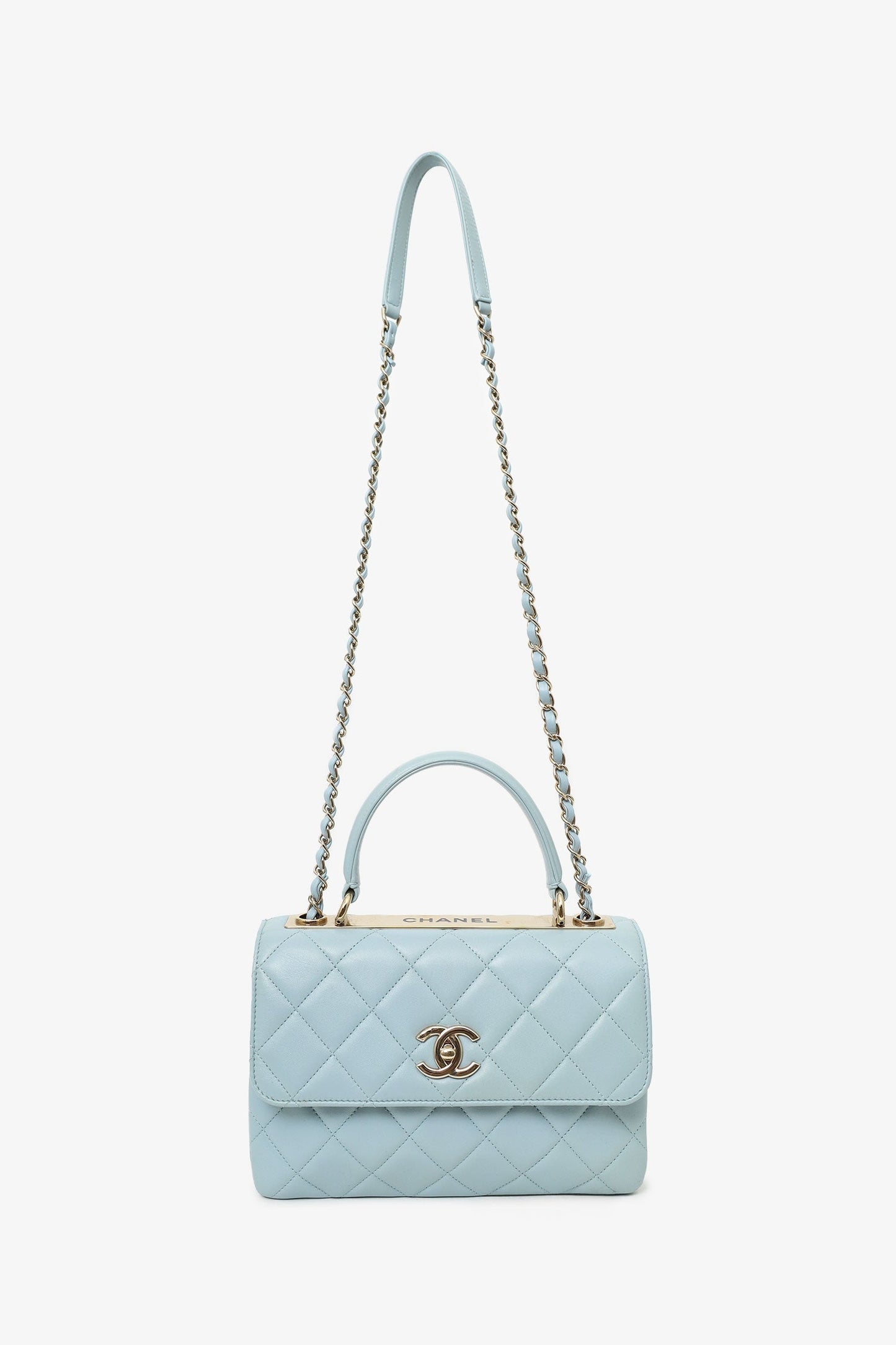 Chanel™ Blue Quilted Lambskin Medium Trendy Cc Top Handle Bag