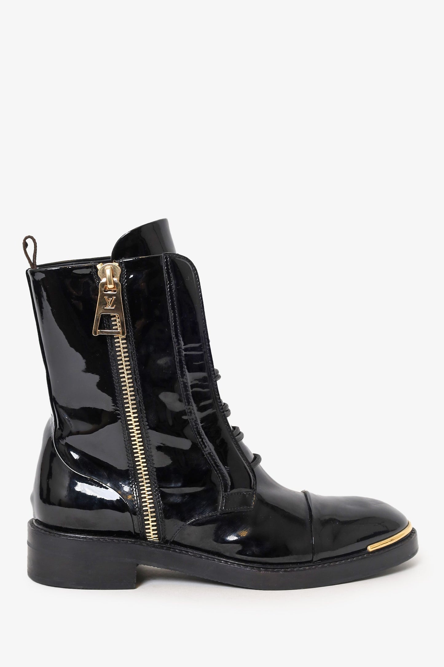 Louis Vuitton Patent Leather Combat Boots Size 37