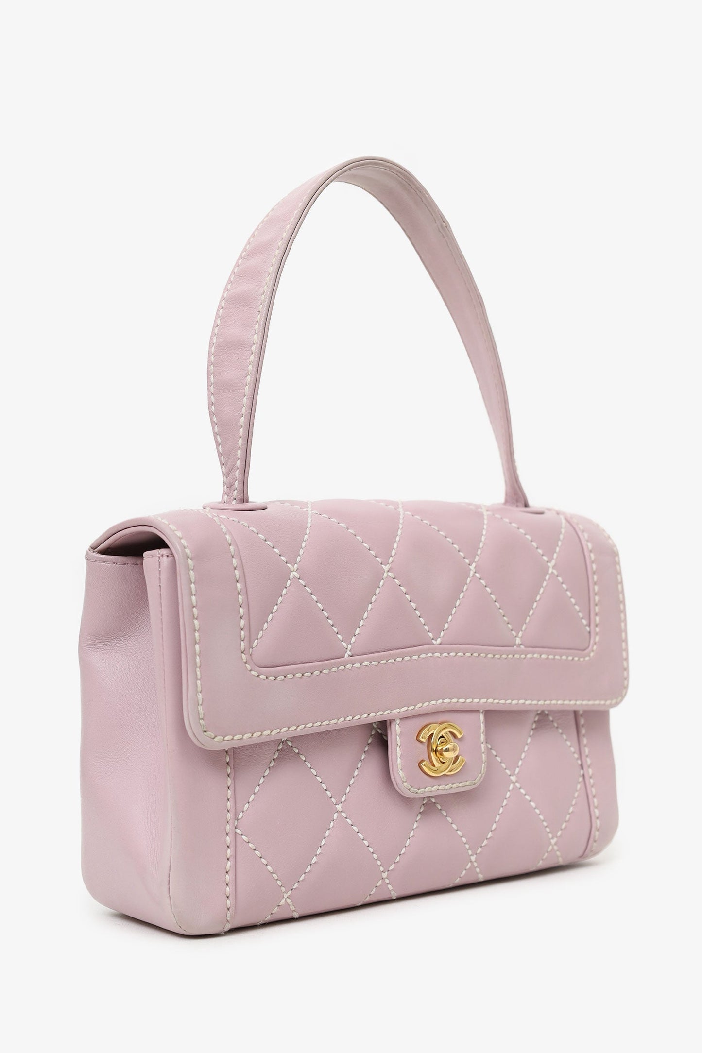 Chaneltm 2004 05 Lilac Purple Wild Stitch Medium Top Handle Flap Bag