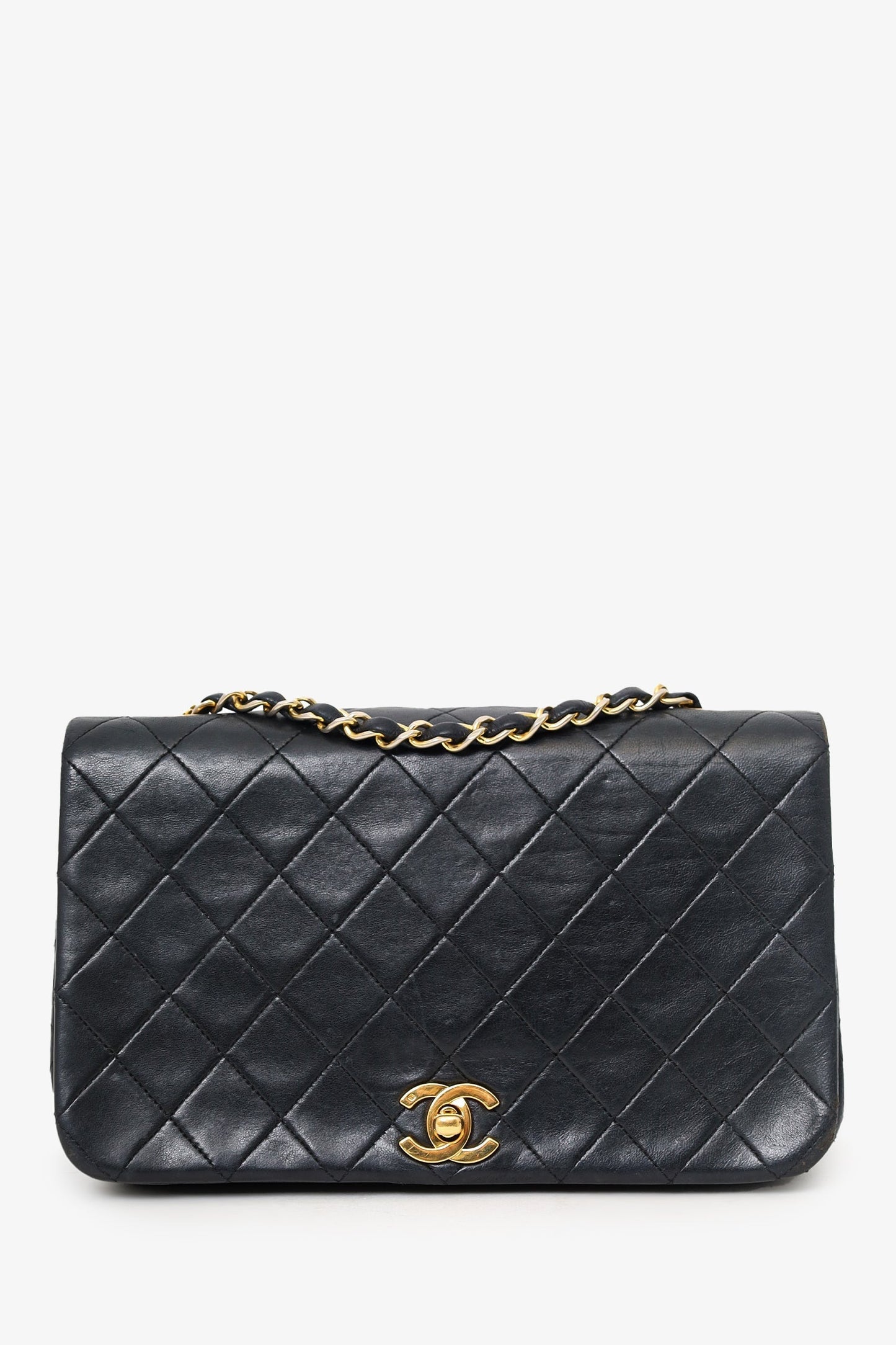 Chanel™ 1989-91 Black Quilted Lambskin Full Flap Bag (As Is)