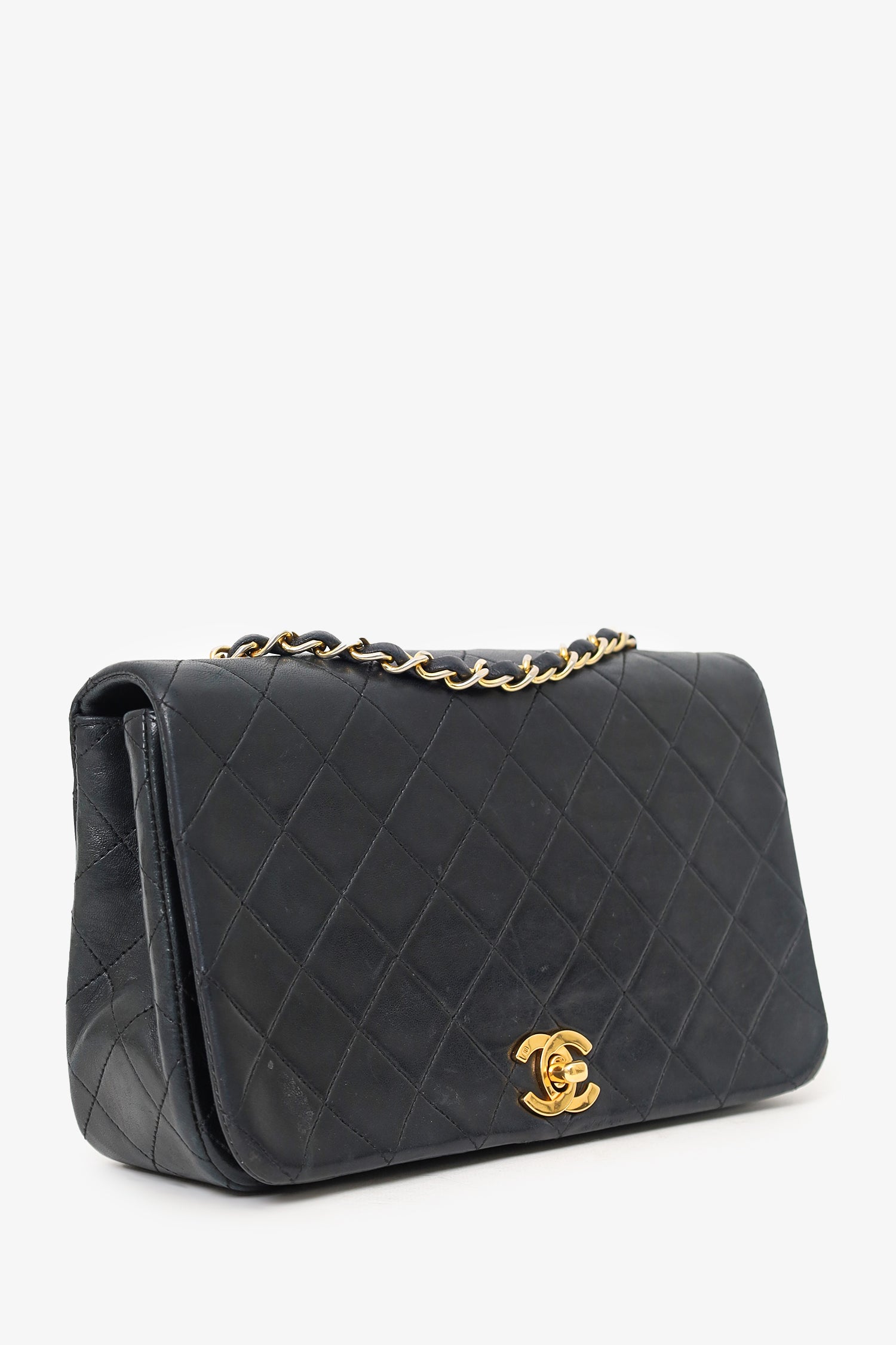 Chanel™ -91 Black Quilted Lambskin Full Flap Bag (As Is)
