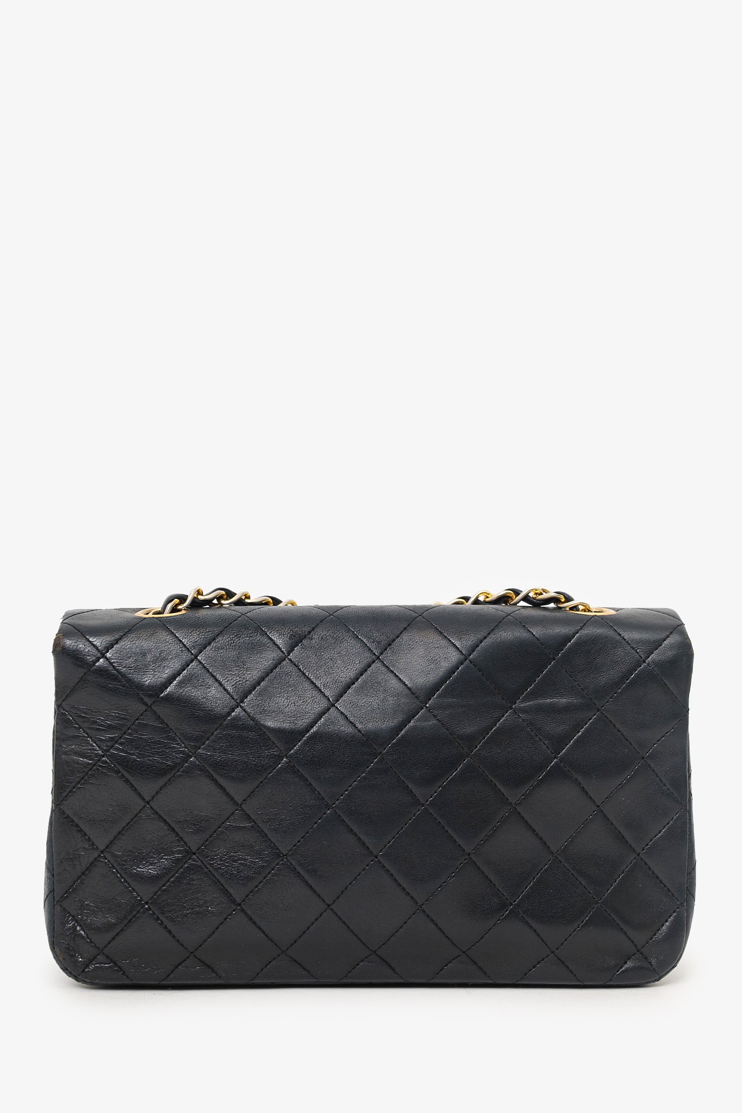 Chaneltm 1989 91 Black Quilted Lambskin Full Flap Bag (as Is)
