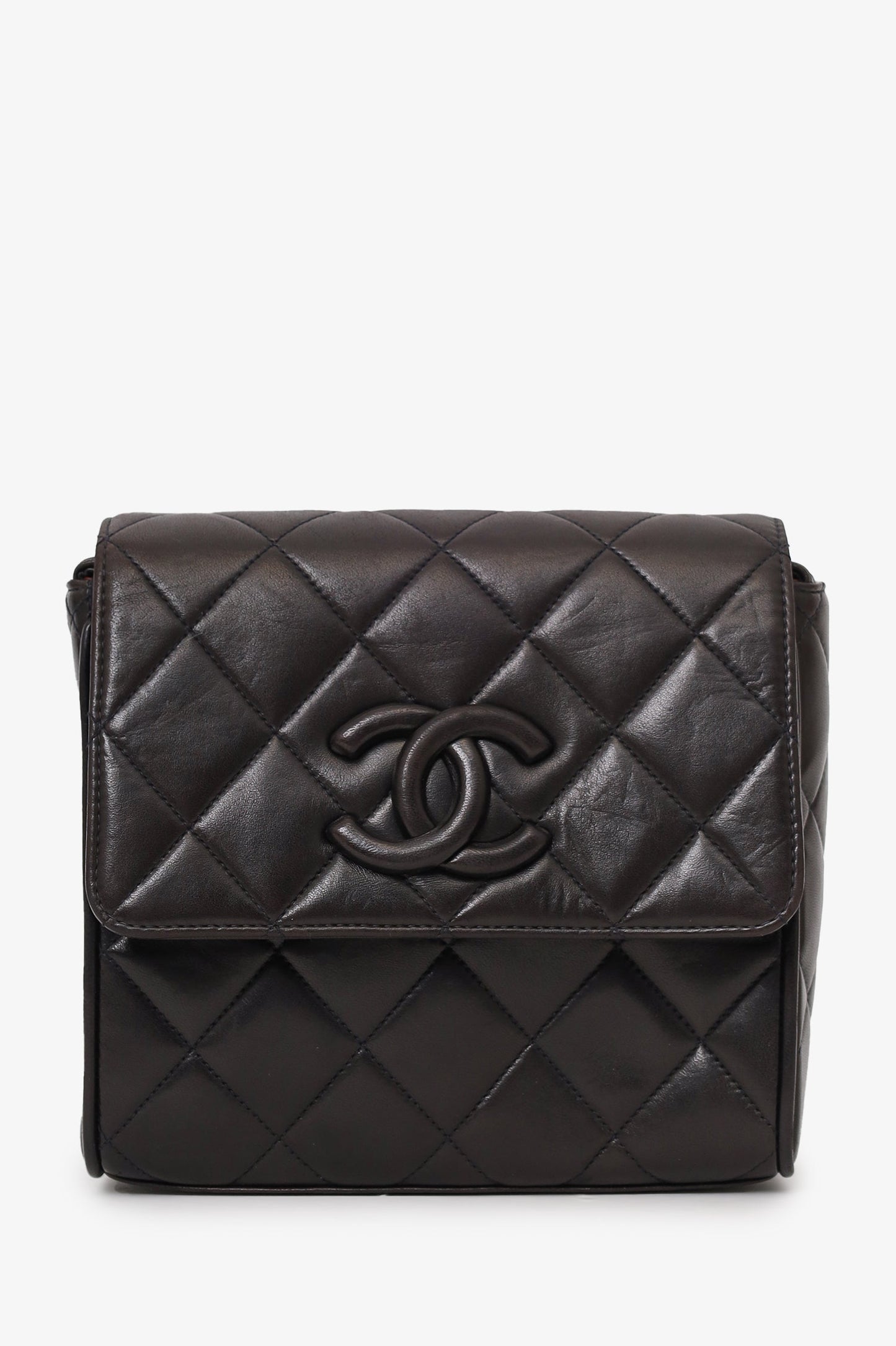 Chaneltm 1991 94 So Black Quilted Lambskin Leather CC Shoulder Bag