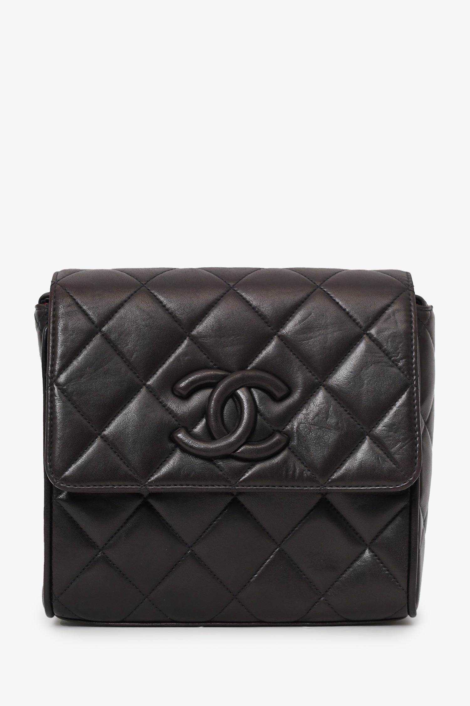Chaneltm 1991 94 So Black Quilted Lambskin Leather CC Shoulder Bag