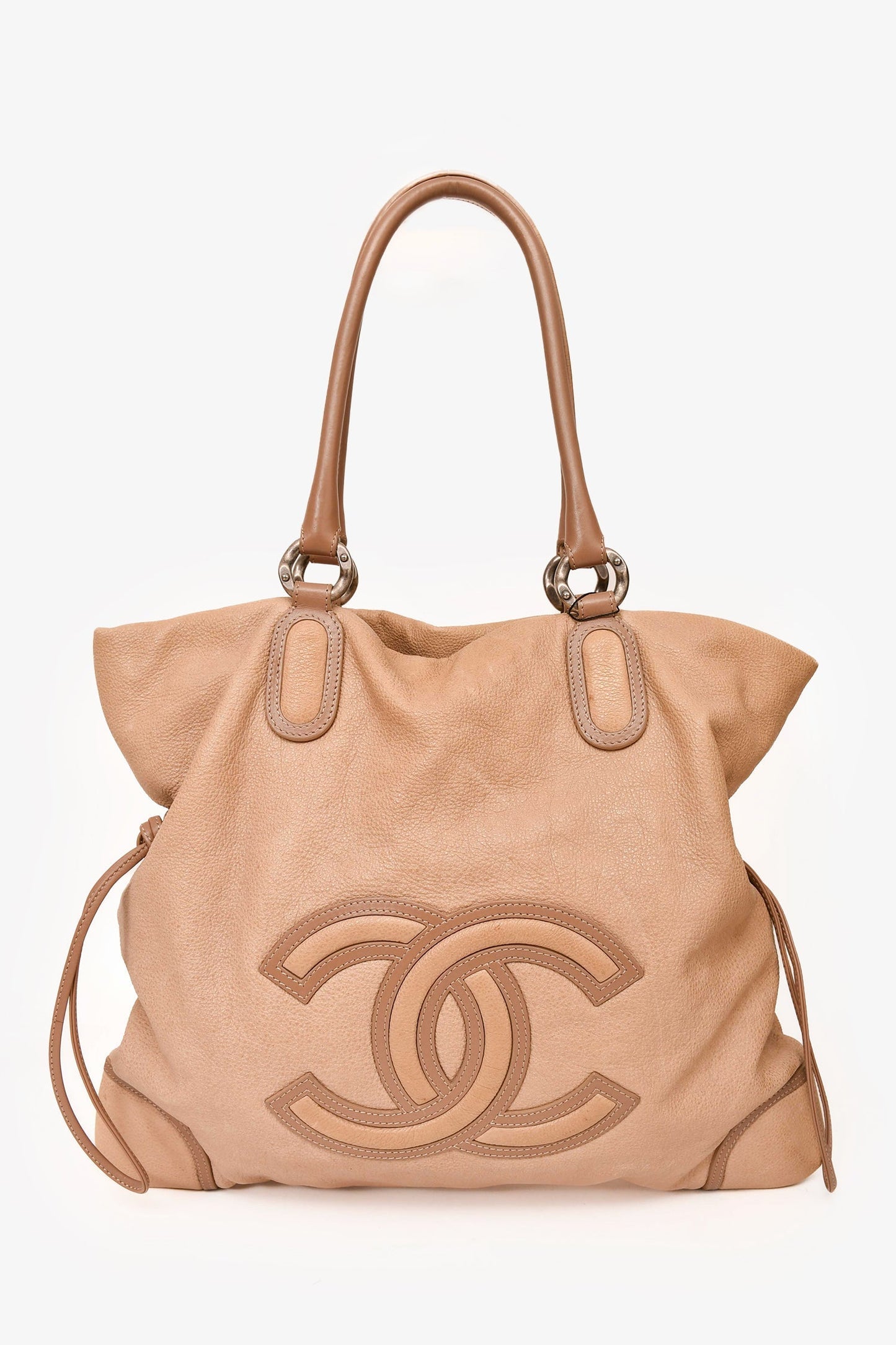 Chanel™ 2010-11 Beige Washed Leather Drawstring Bag