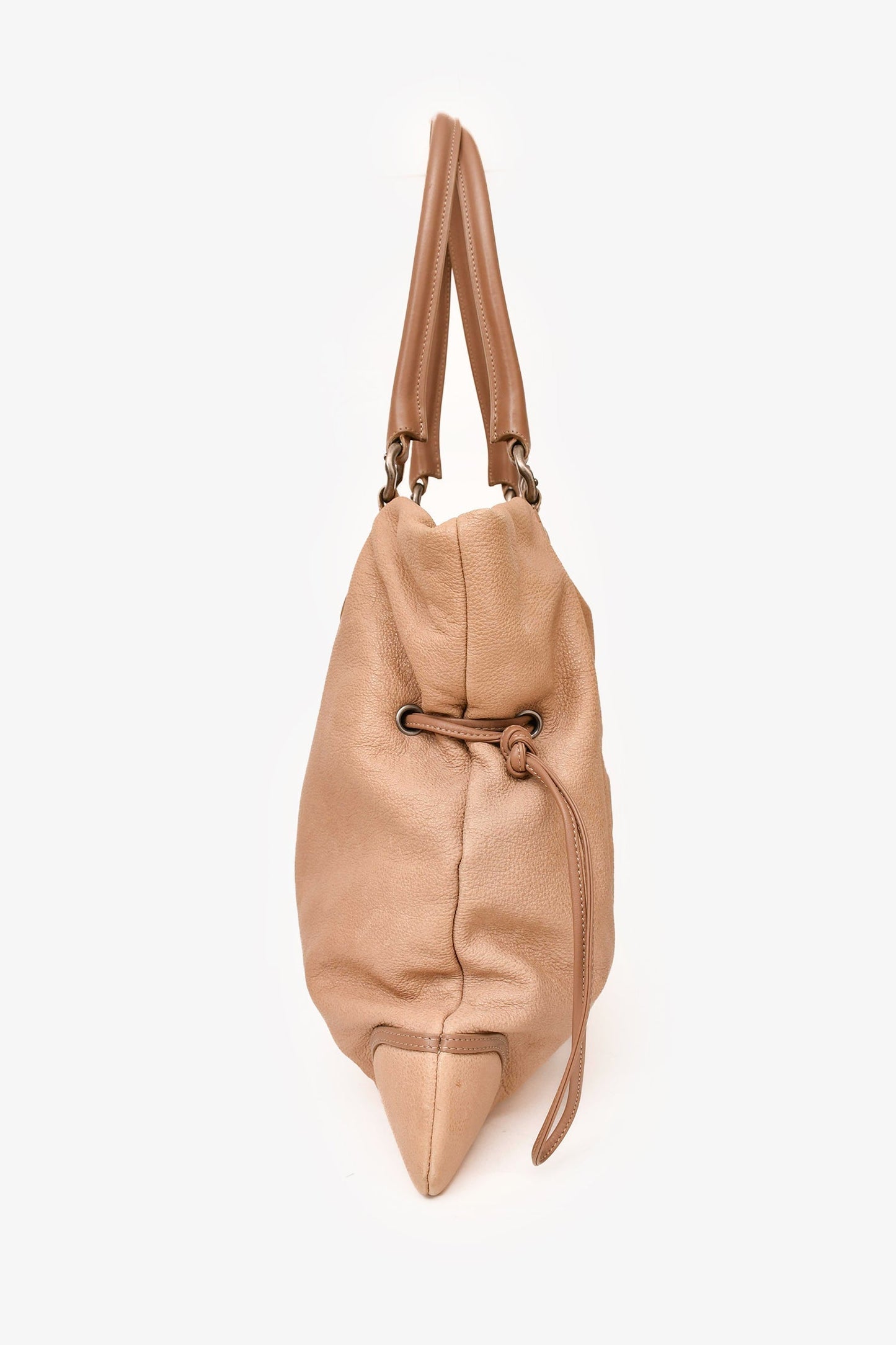 Chanel™ -11 Beige Washed Leather Drawstring Bag