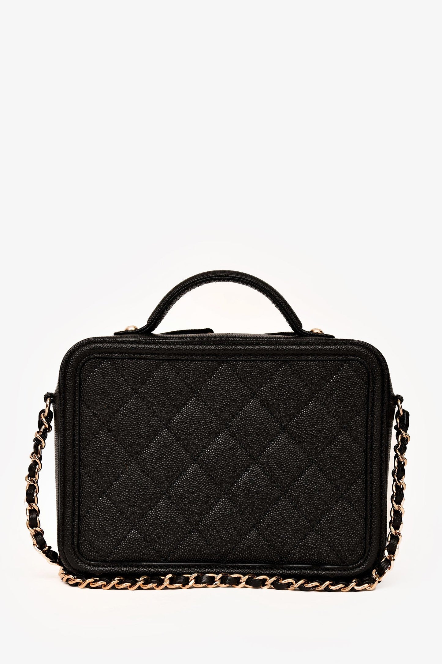 Chaneltm 2019 20 Black Caviar Leather Filigree Small Vanity Case Crossbody