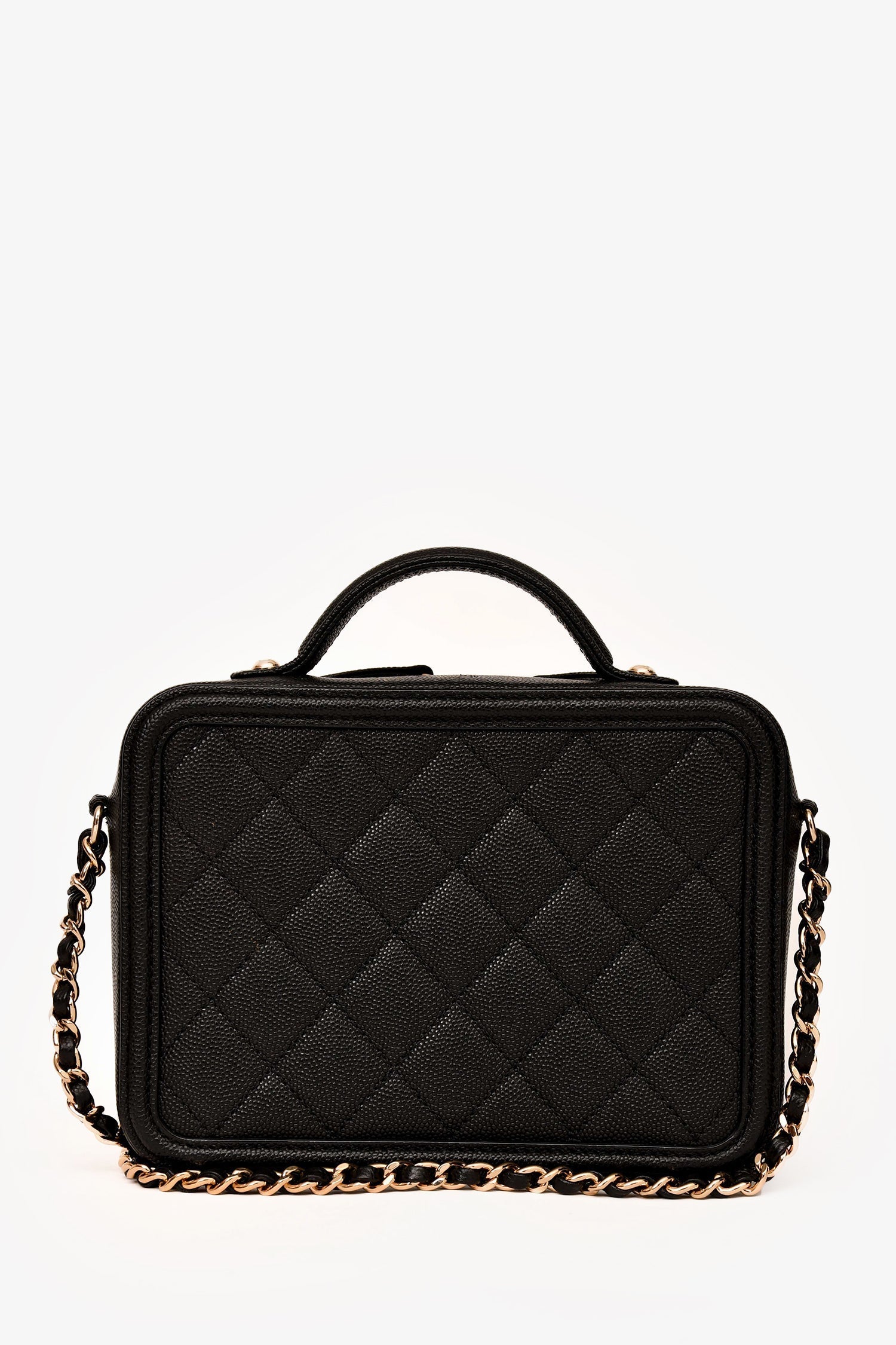 Chaneltm 2019 20 Black Caviar Leather Filigree Small Vanity Case Crossbody