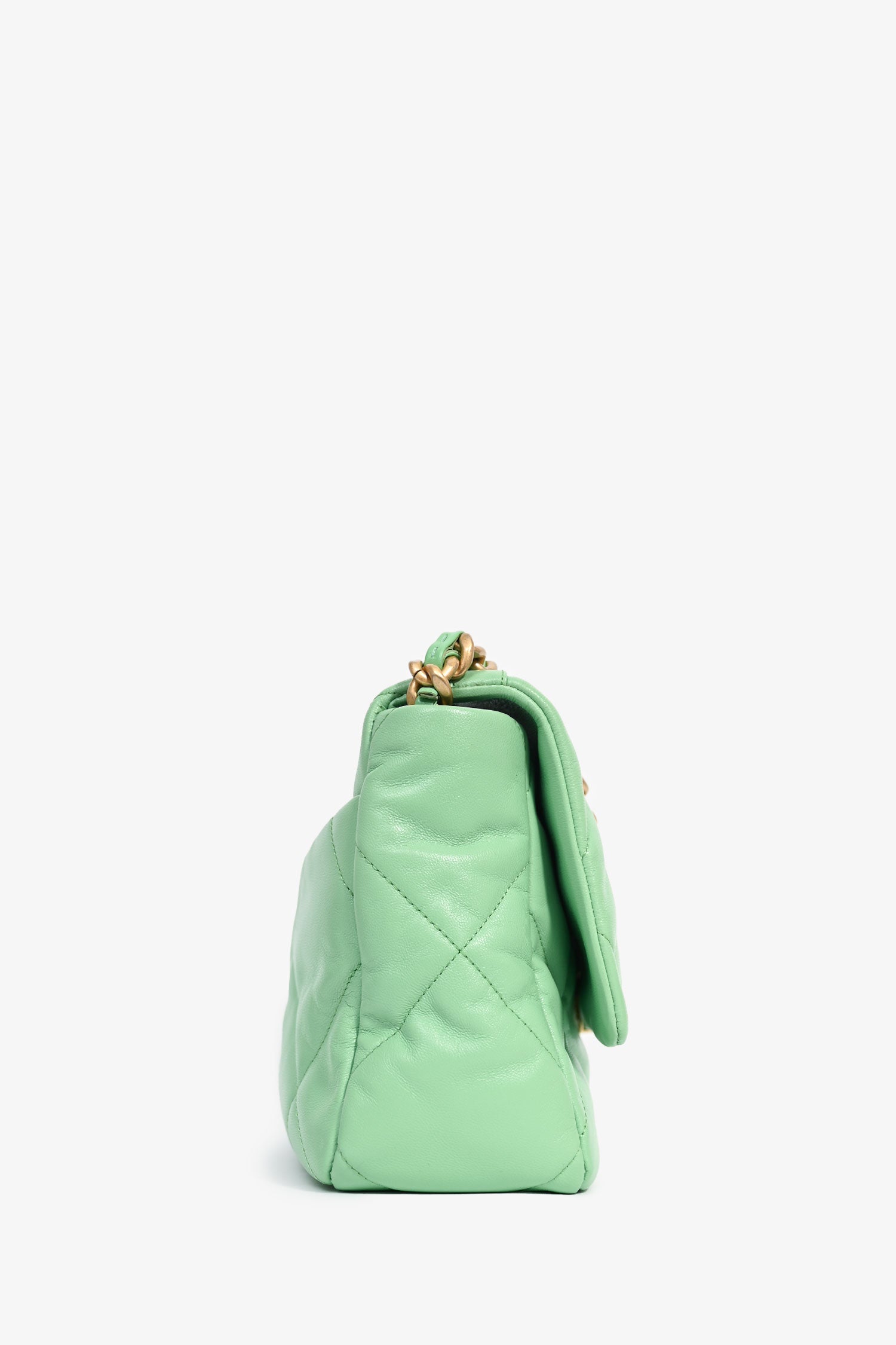 Chaneltm Green Leather Large 19 Flap Shoulder Bag