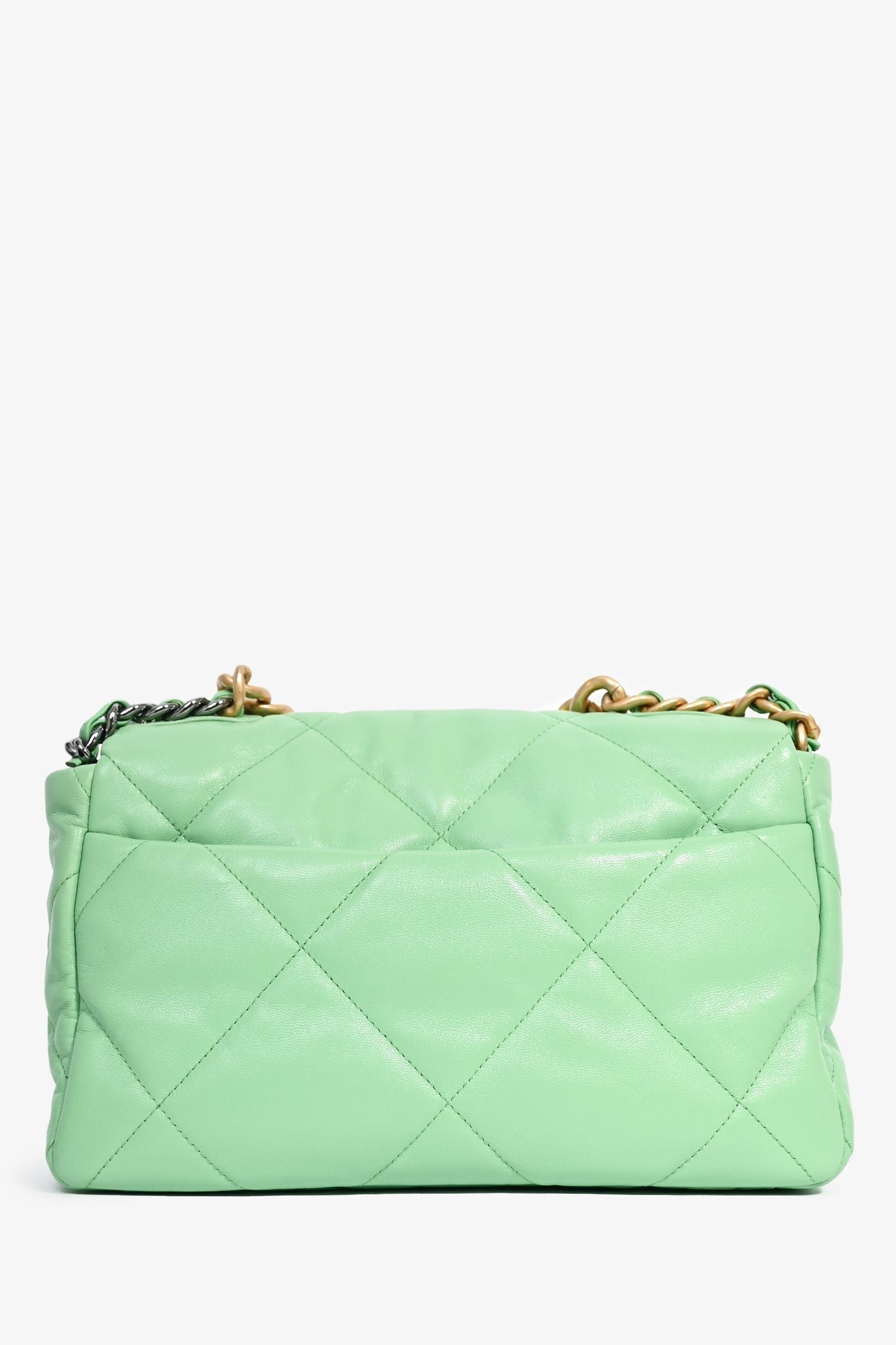 Chanel™ Green Leather Large 19 Flap Shoulder Bag
