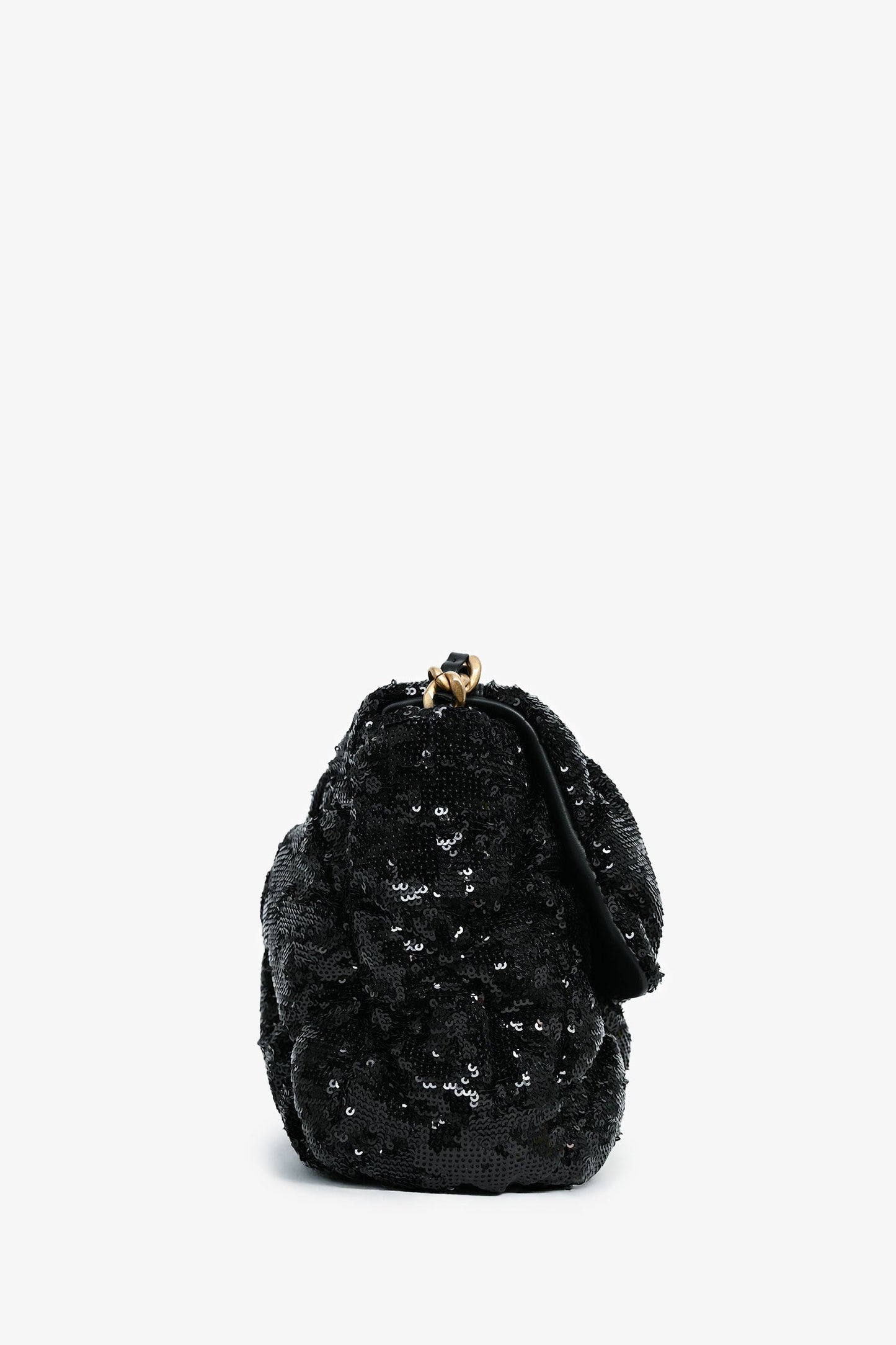 Chaneltm Black Sequin Tweed Large 19 Flap Bag