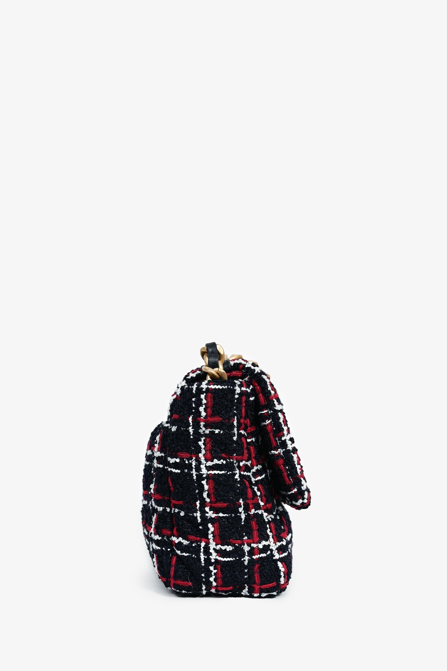 Chaneltm Black/red/white Tweed Medium 19 Flap Shoulder Bag