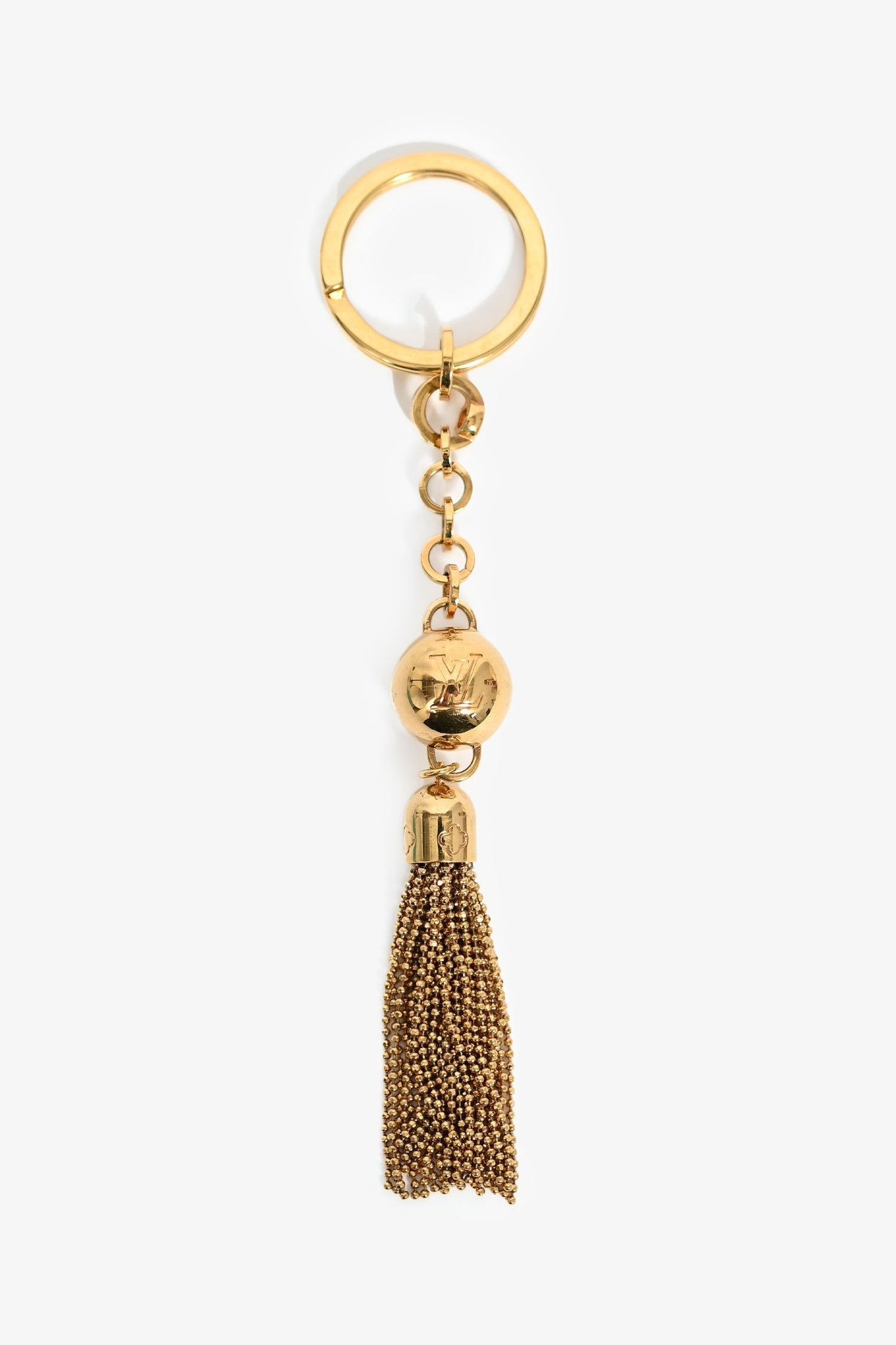 Louis Vuitton Gold Tone Tassel Key Chain Ring Keychain Accessory