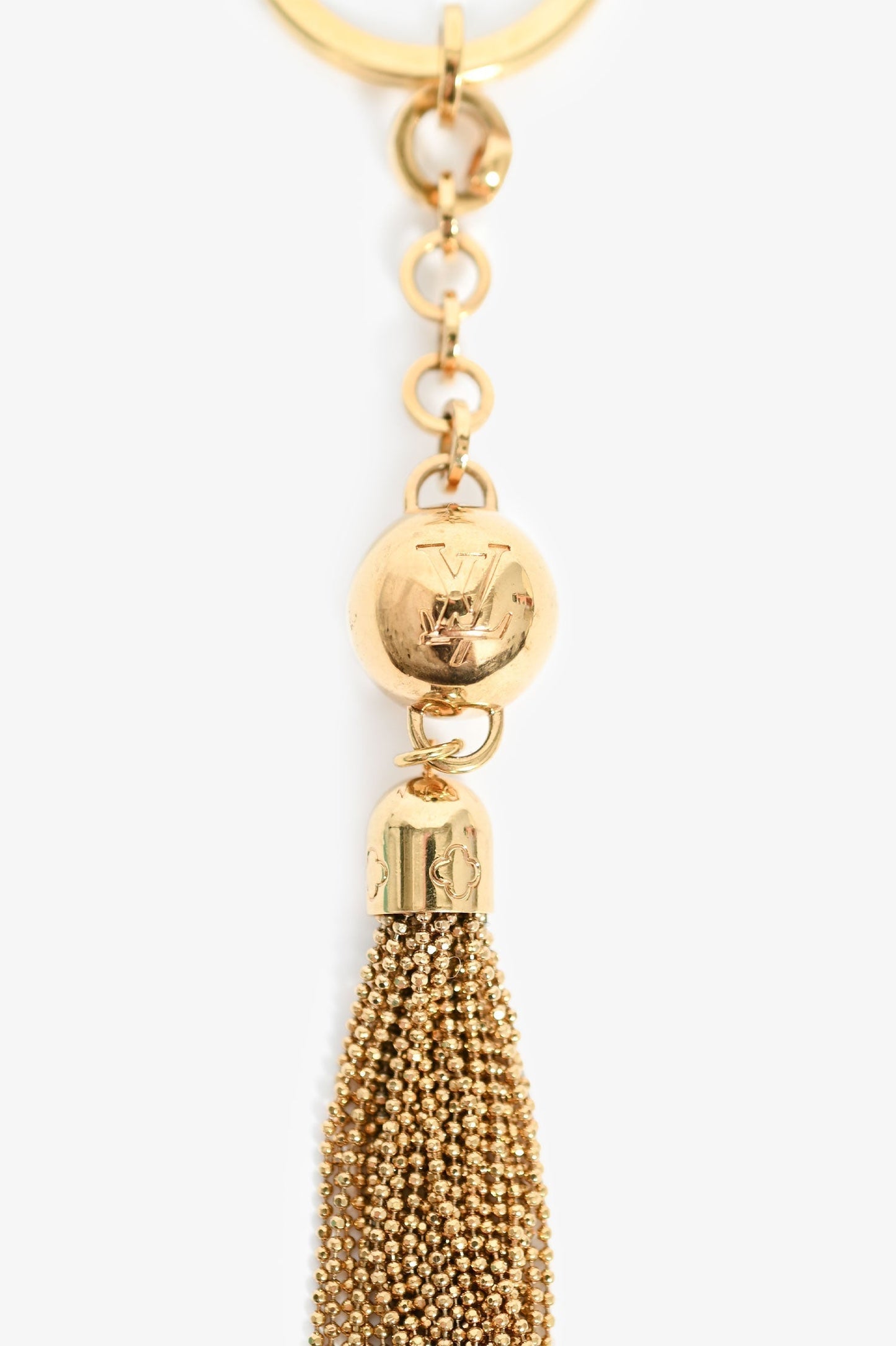 Louis Vuitton Gold Tone Tassel Key Chain Ring Keychain Accessory