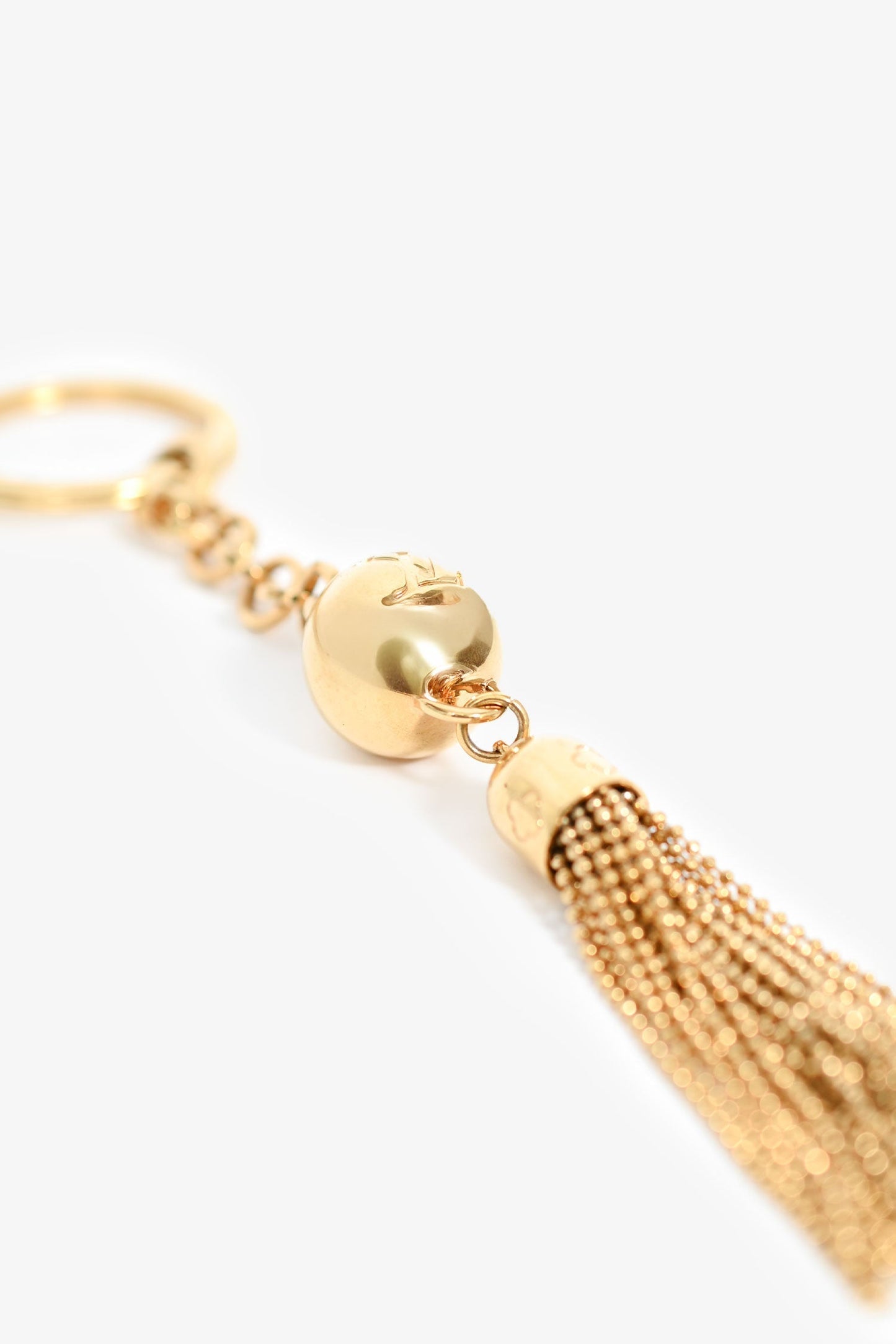 Louis Vuitton Gold Tone Tassel Key Chain Ring Keychain Accessory