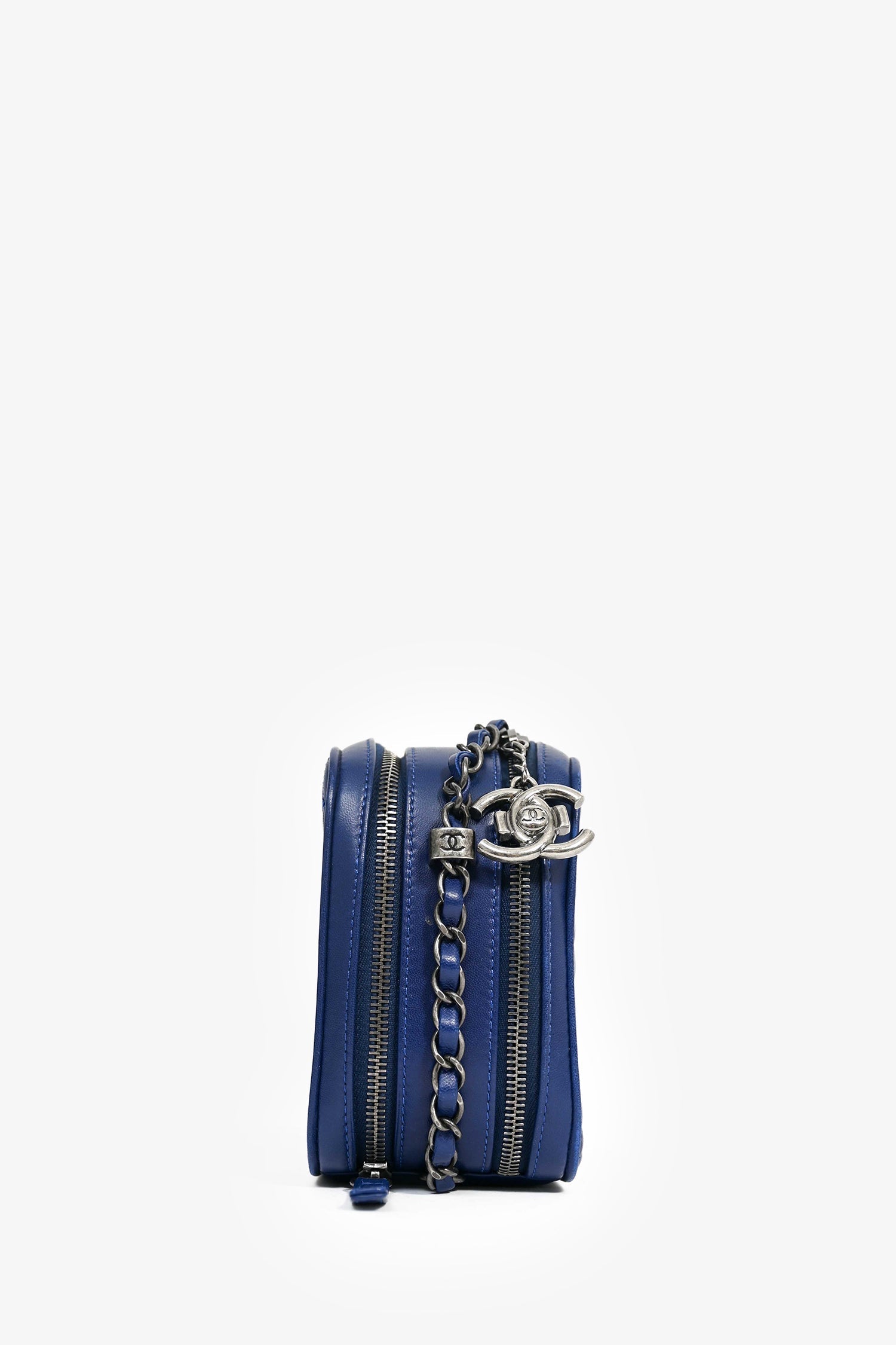Chaneltm Blue Leather Pewter Large CC Coco Camera Boy Bag