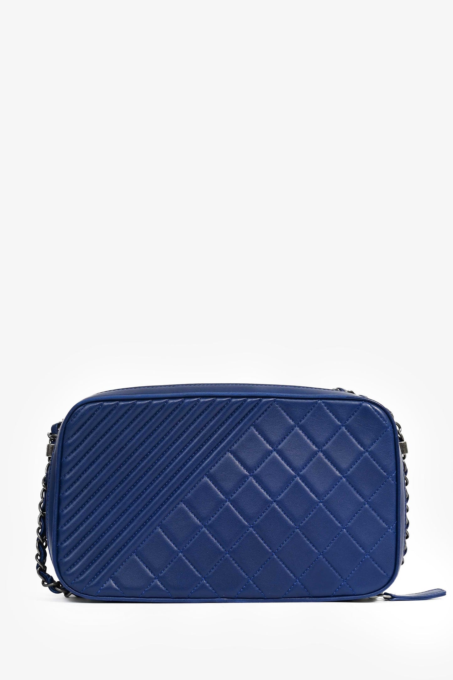 Chaneltm Blue Leather Pewter Large CC Coco Camera Boy Bag