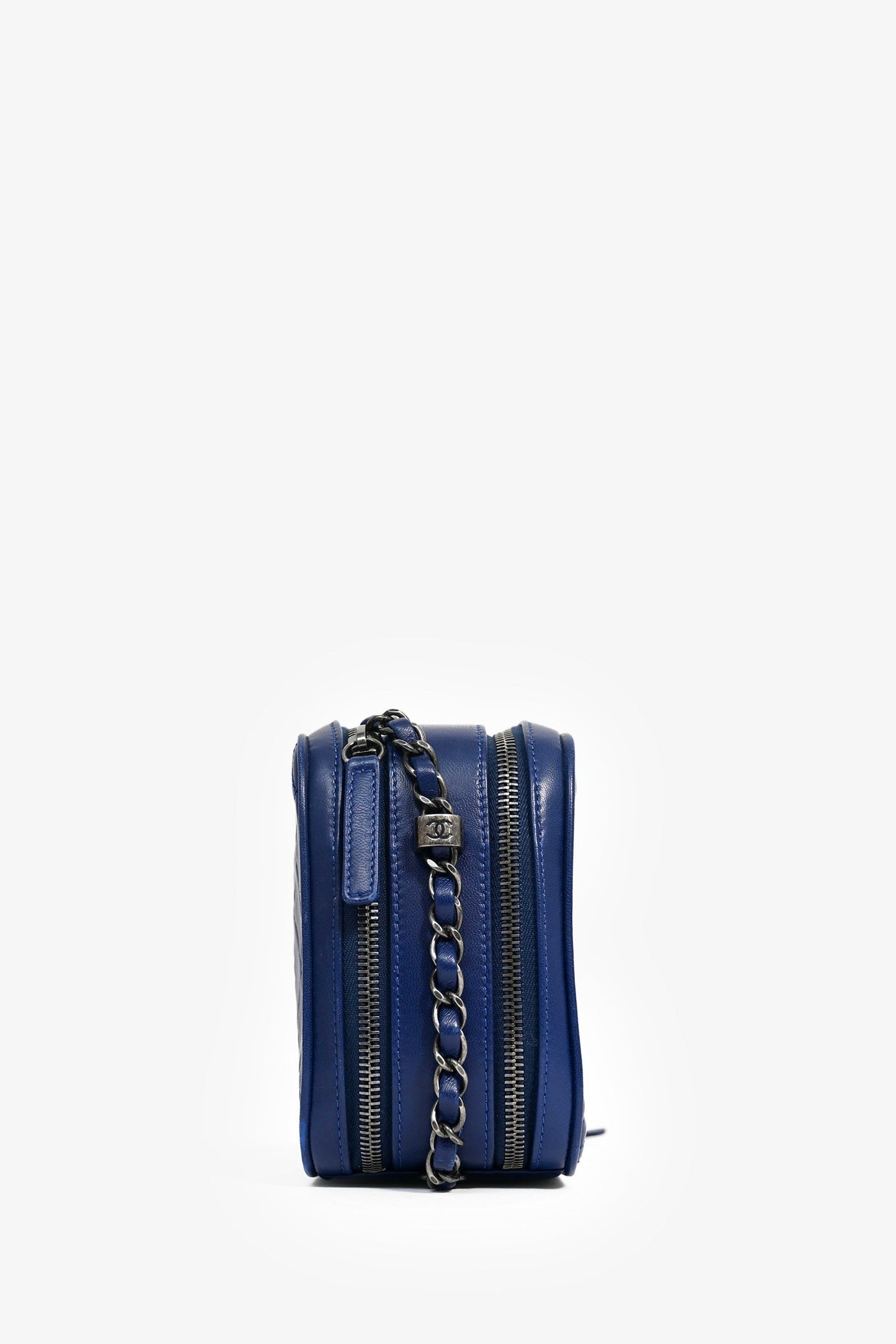 Chaneltm Blue Leather Pewter Large CC Coco Camera Boy Bag