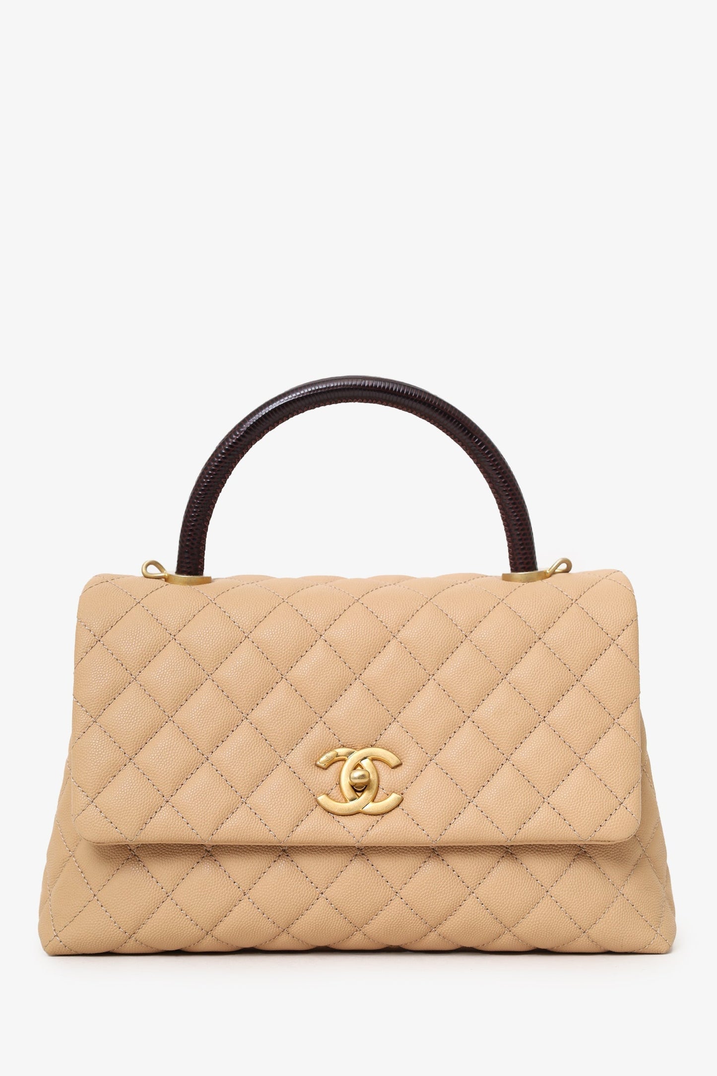 Chaneltm 2019 20 Beige Caviar Leather Small Coco Handle with Strap Handbag