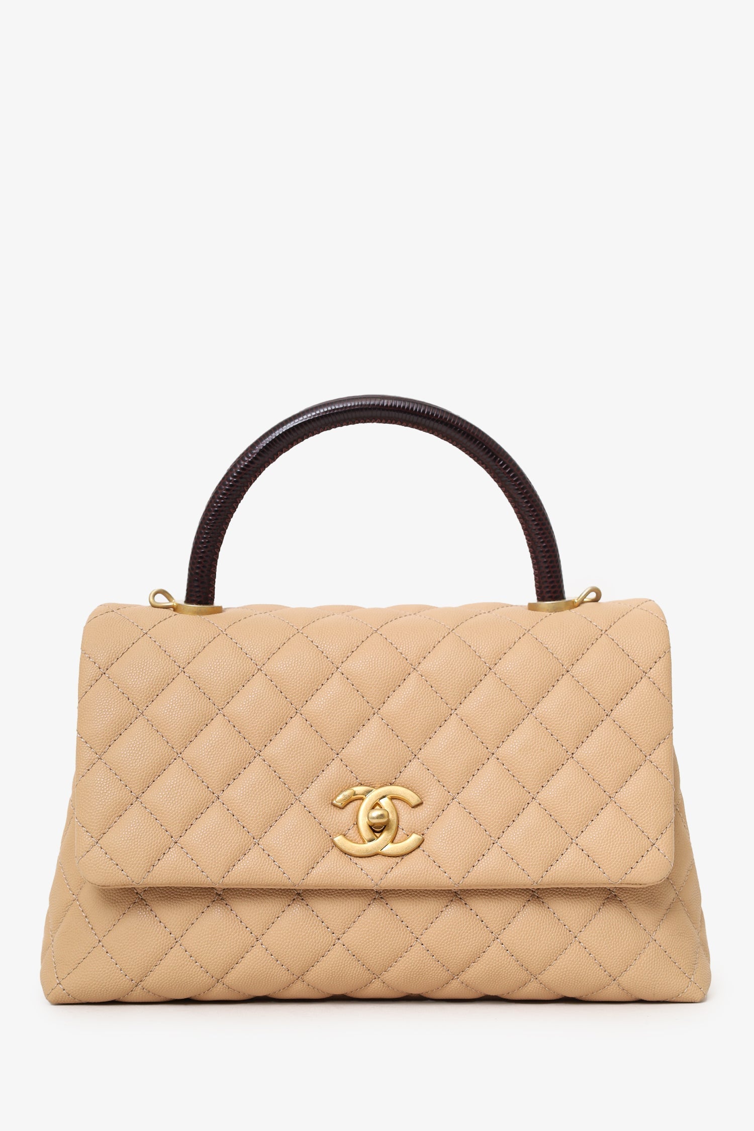 Chaneltm 2019 20 Beige Caviar Leather Small Coco Handle with Strap Handbag