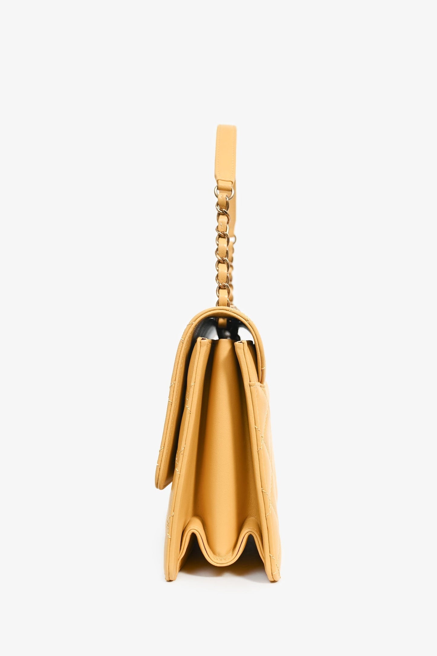 Chanel™ -17 Yellow Quilted Leather Large Beauty Lock Chain Bag